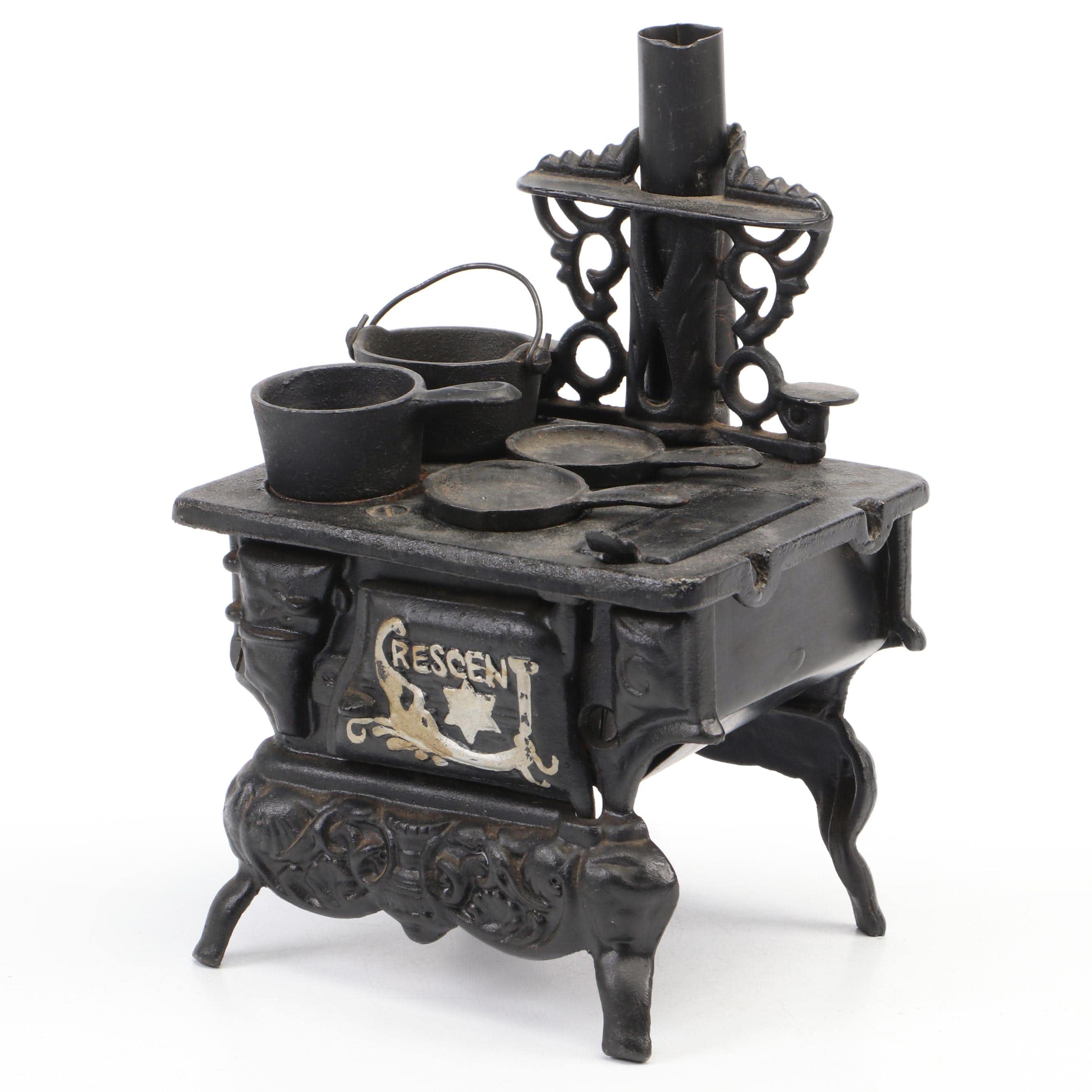 Crescent Miniature Cast Iron Stove, Mid-20th Century