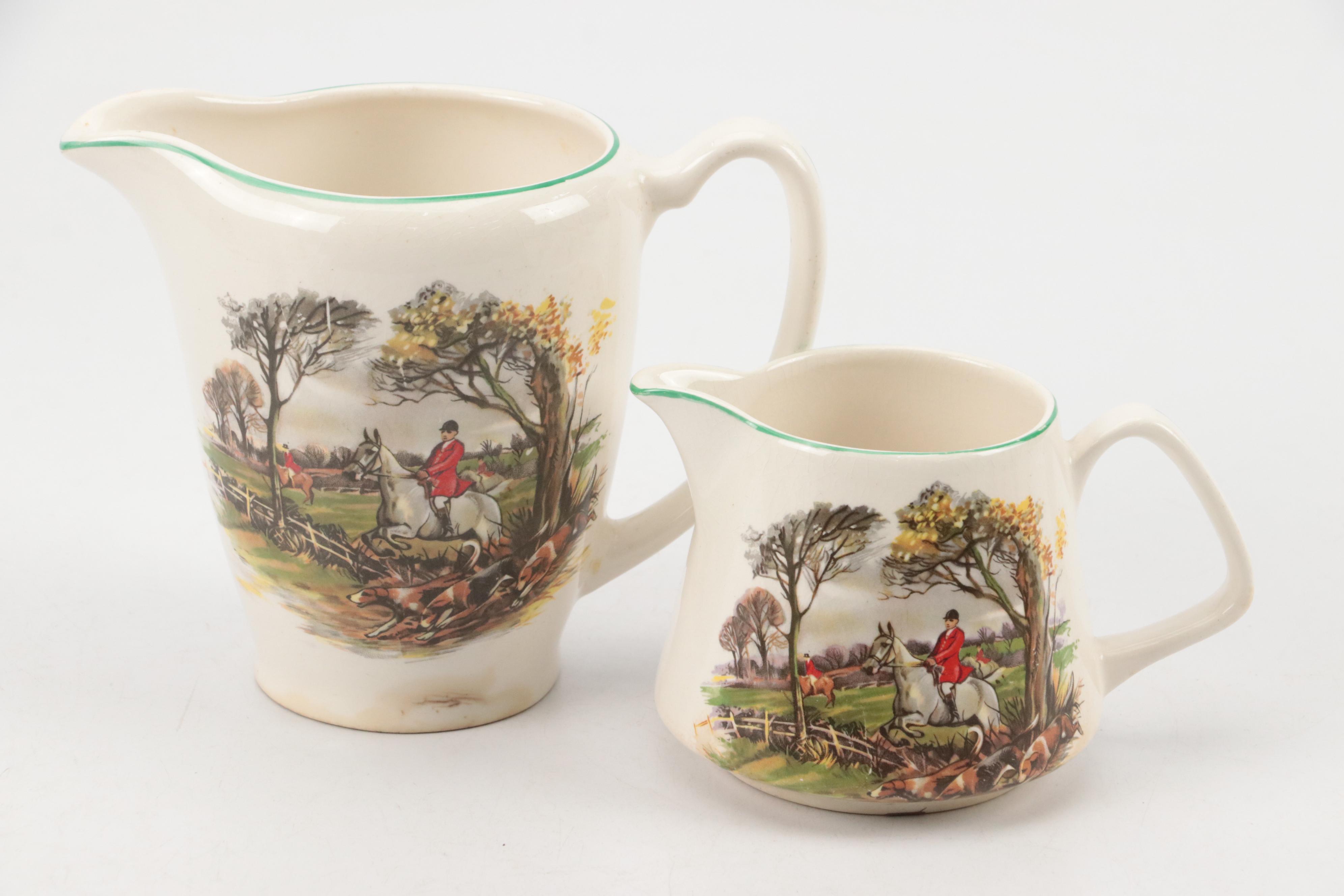 English Fox Hunt Themed Ceramic Ashtrays, Mugs, Plates, Bowls, and more Décor