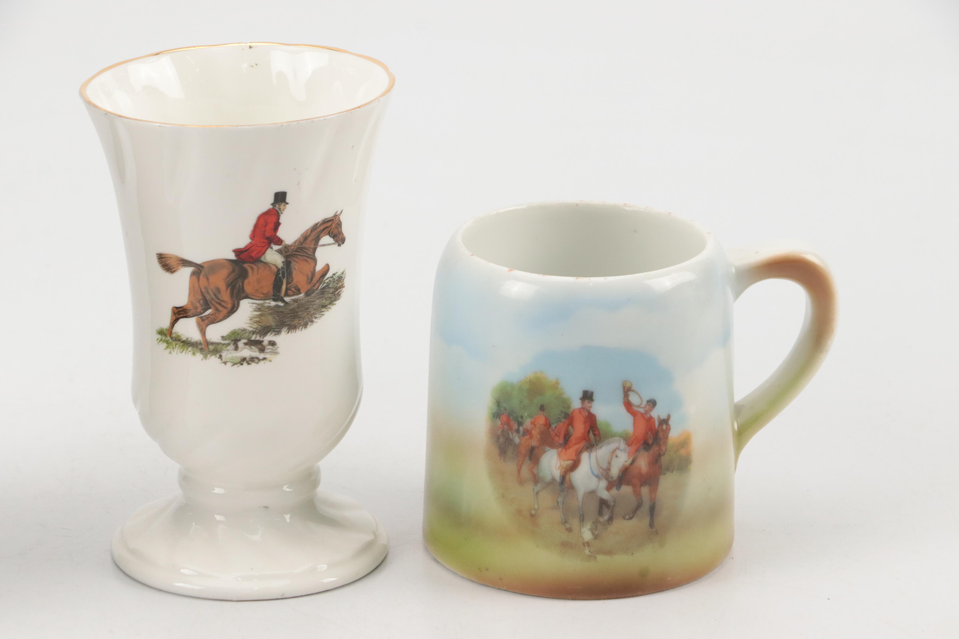 English Fox Hunt Themed Ceramic Ashtrays, Mugs, Plates, Bowls, and more Décor