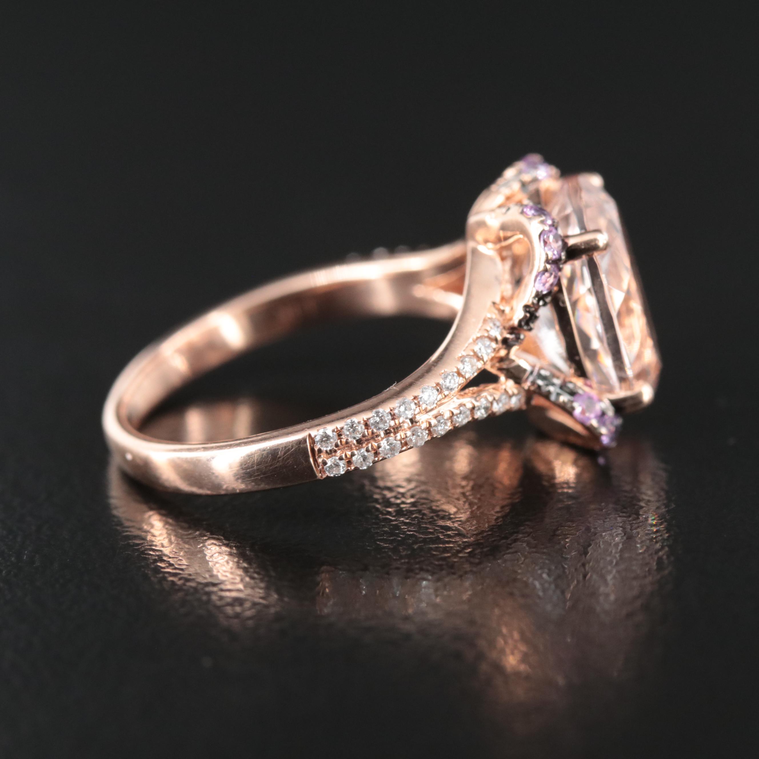 EFFY 14K Rose Gold Morganite Ring with Pink Sapphires and Diamonds