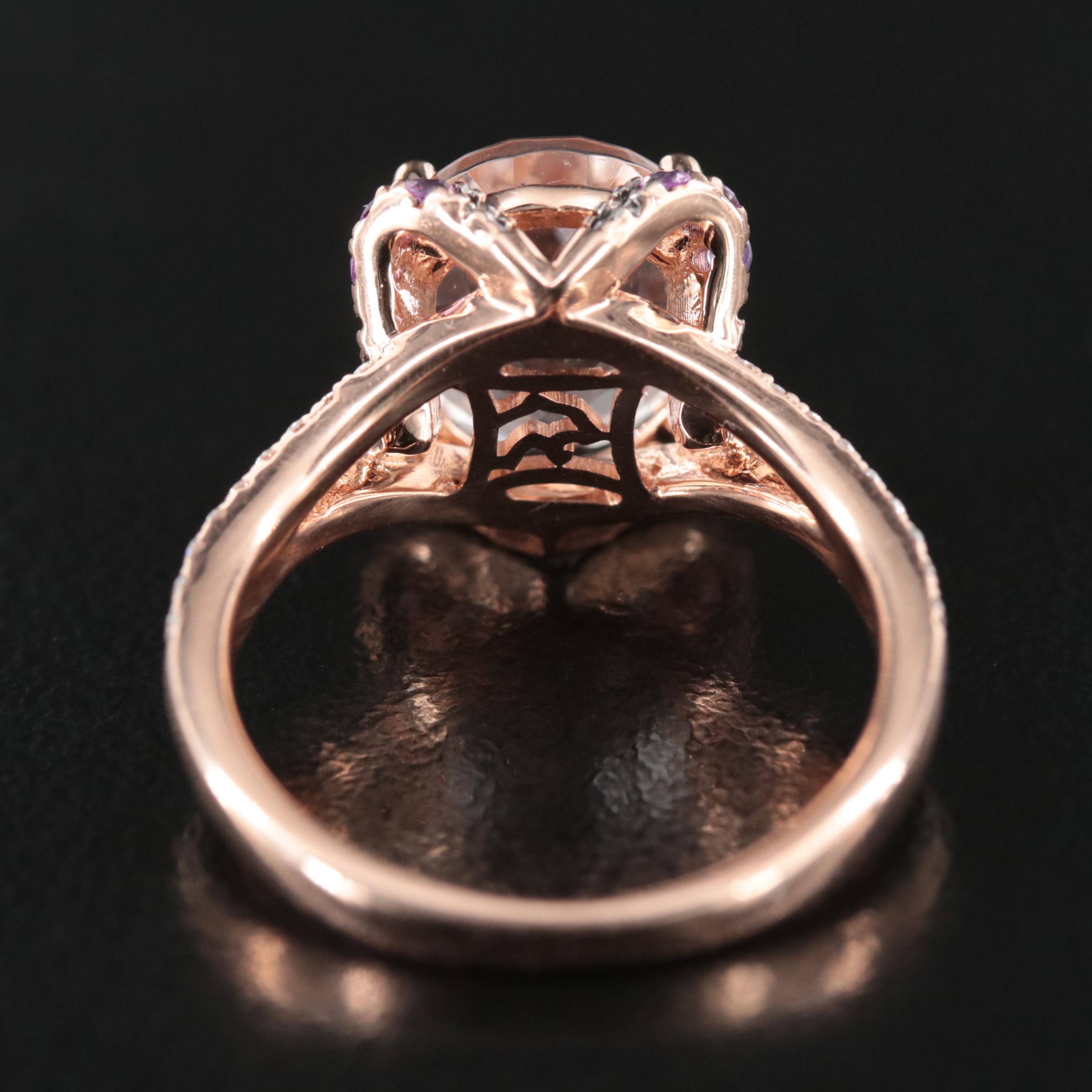 EFFY 14K Rose Gold Morganite Ring with Pink Sapphires and Diamonds