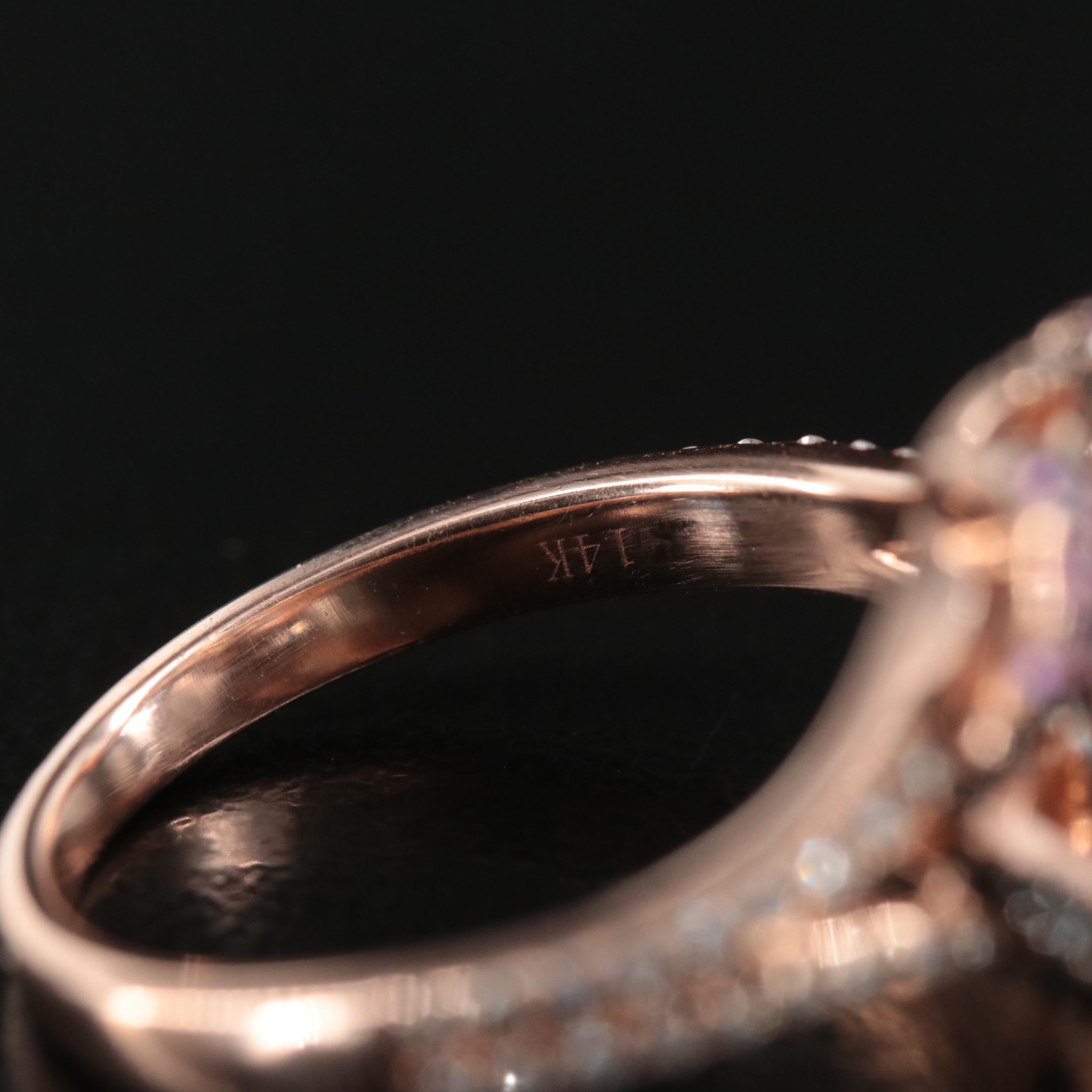 EFFY 14K Rose Gold Morganite Ring with Pink Sapphires and Diamonds