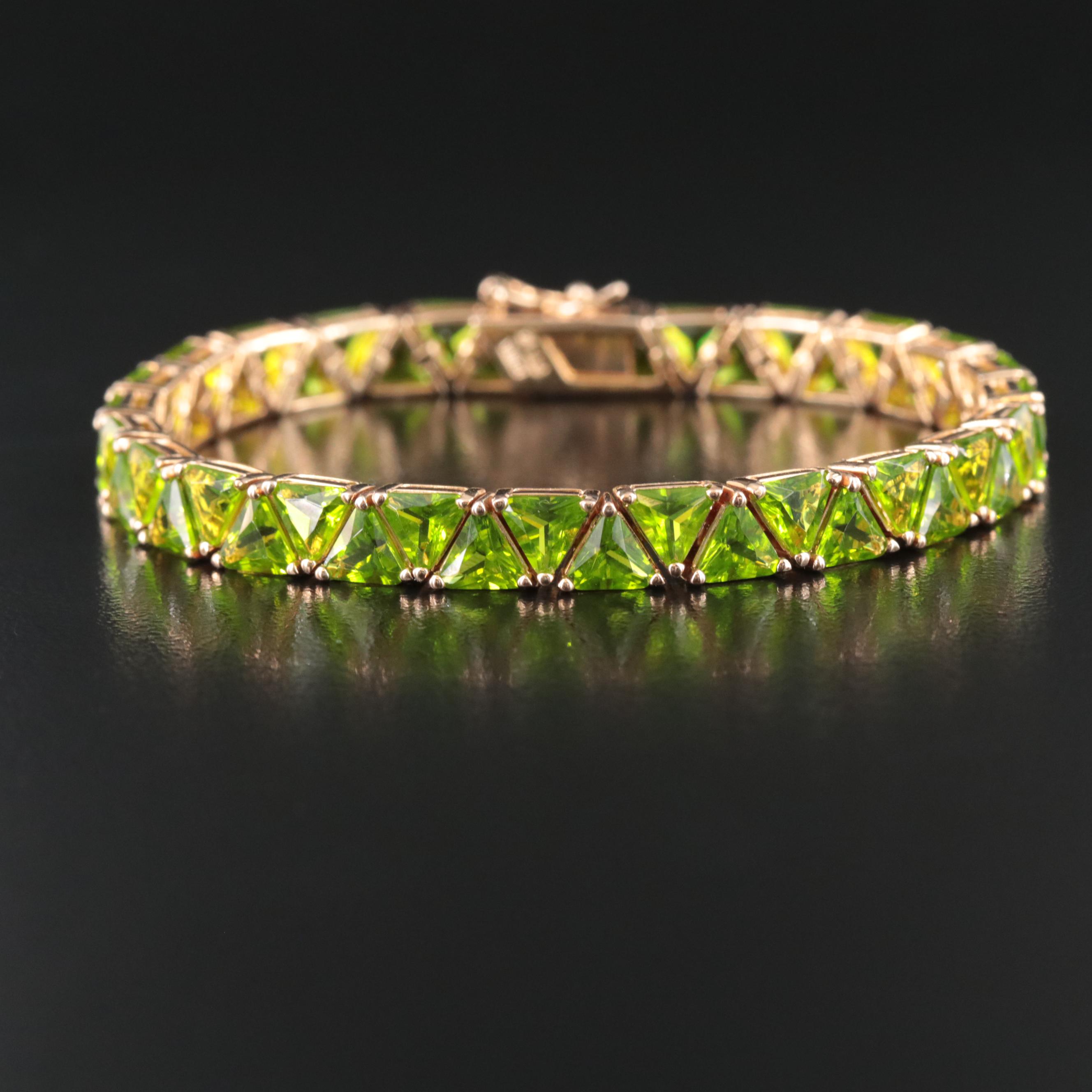 Sterling Green Glass Line Bracelet