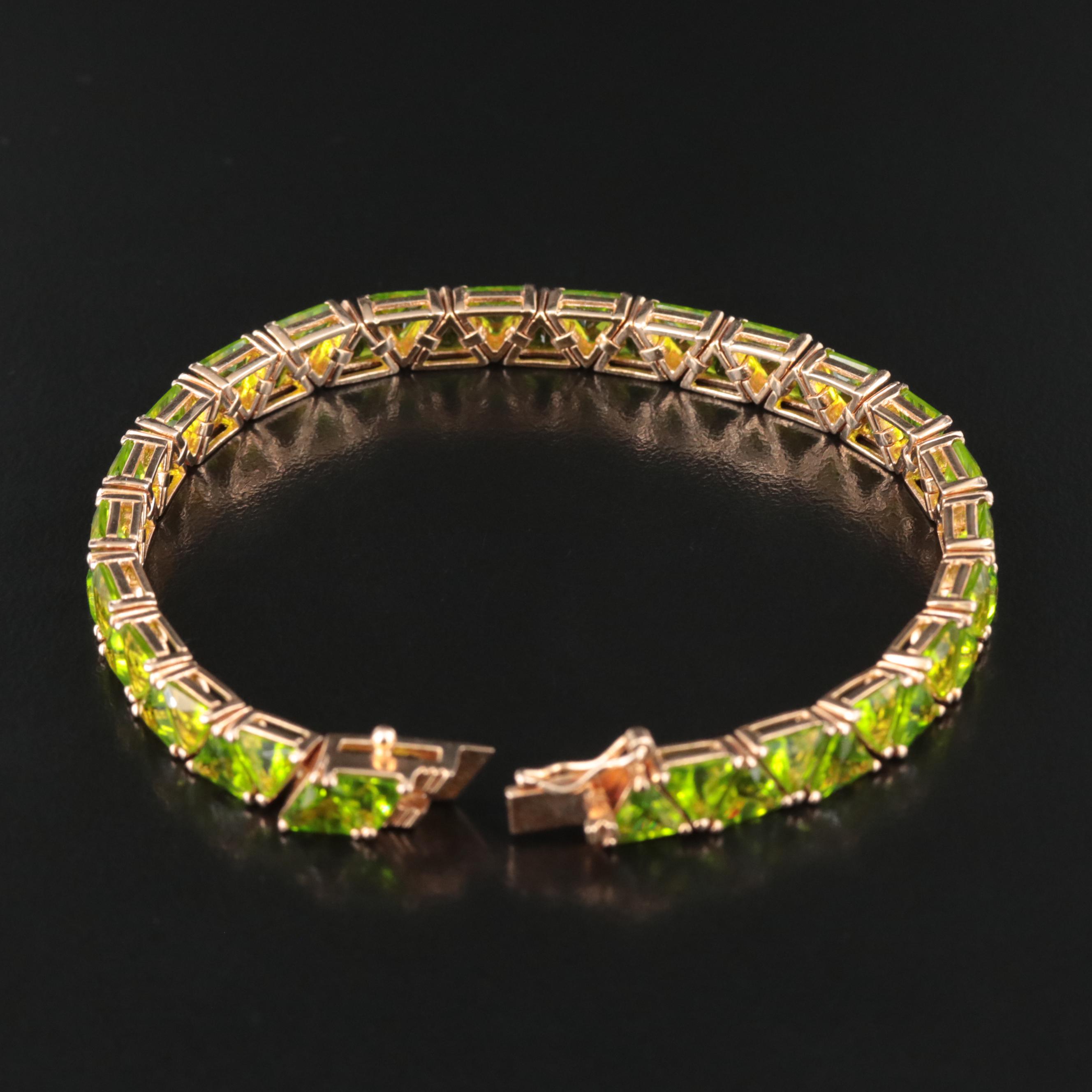 Sterling Green Glass Line Bracelet