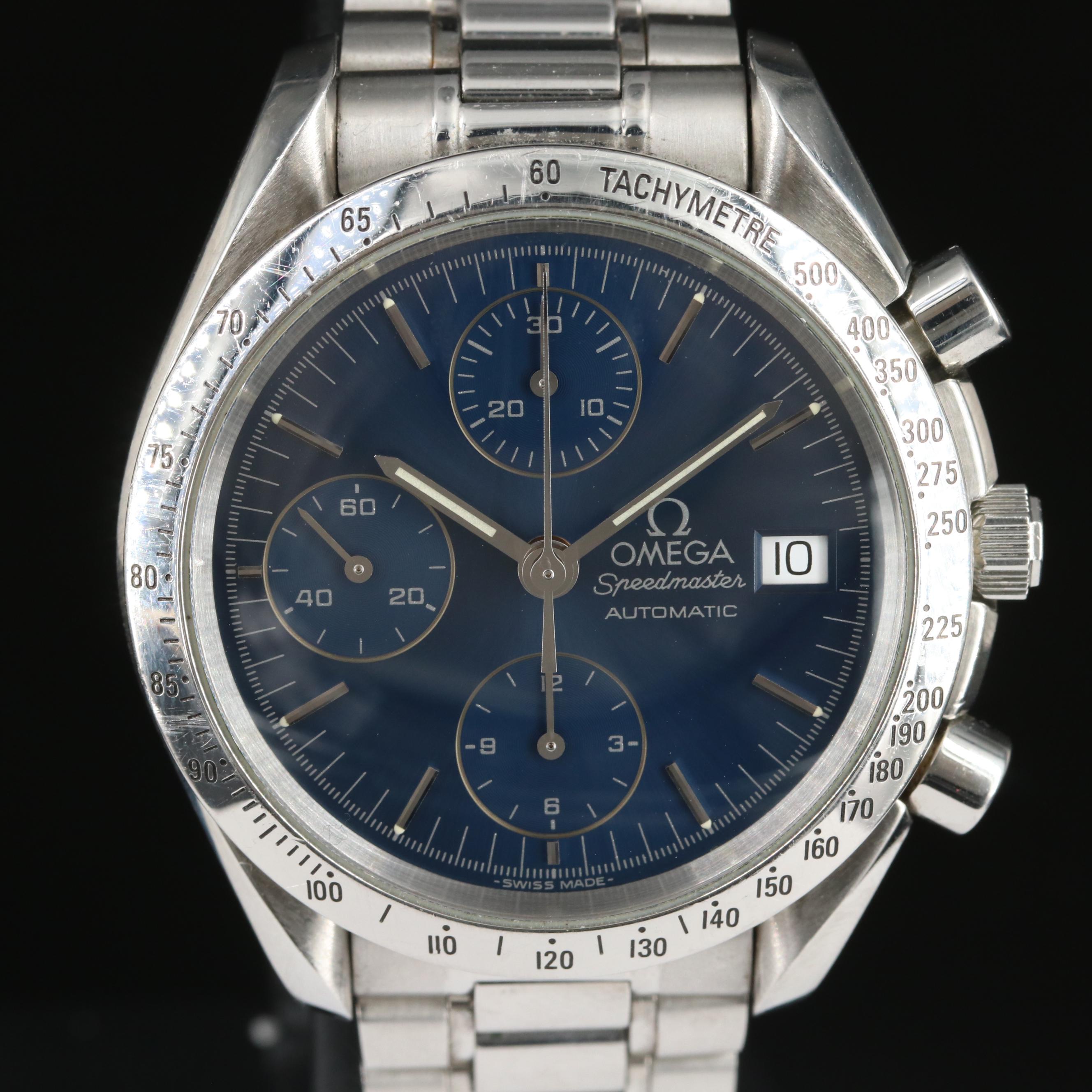 Omega Speedmaster Date Blue Dial Stainless Steel Watch