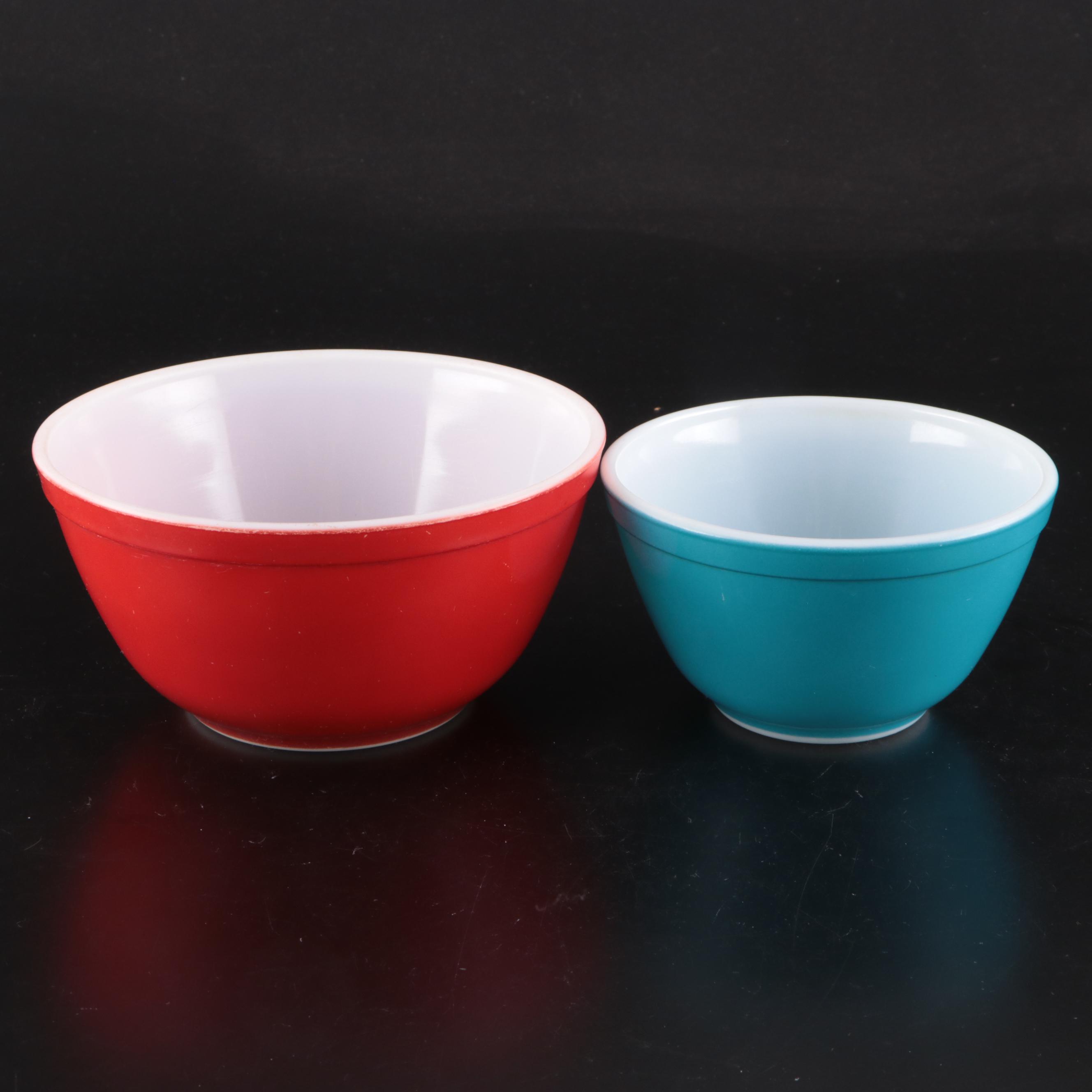 Pyrex "Primary Colors" Glass Mixing Bowls, Mid-20th Century