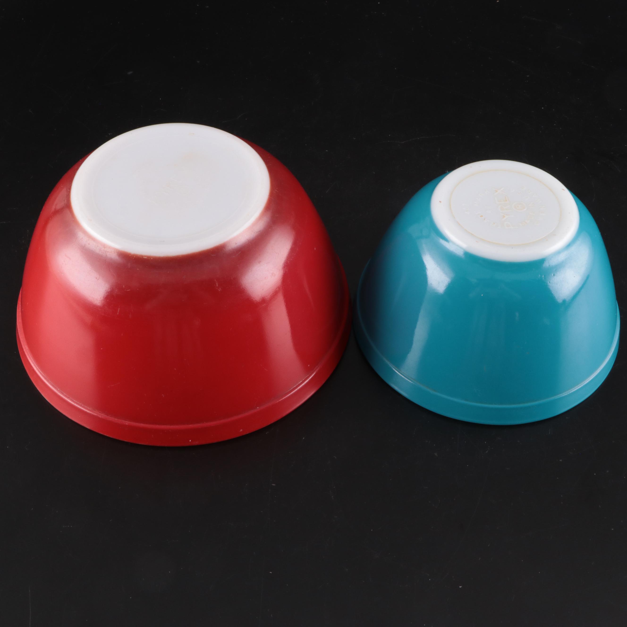 Pyrex "Primary Colors" Glass Mixing Bowls, Mid-20th Century