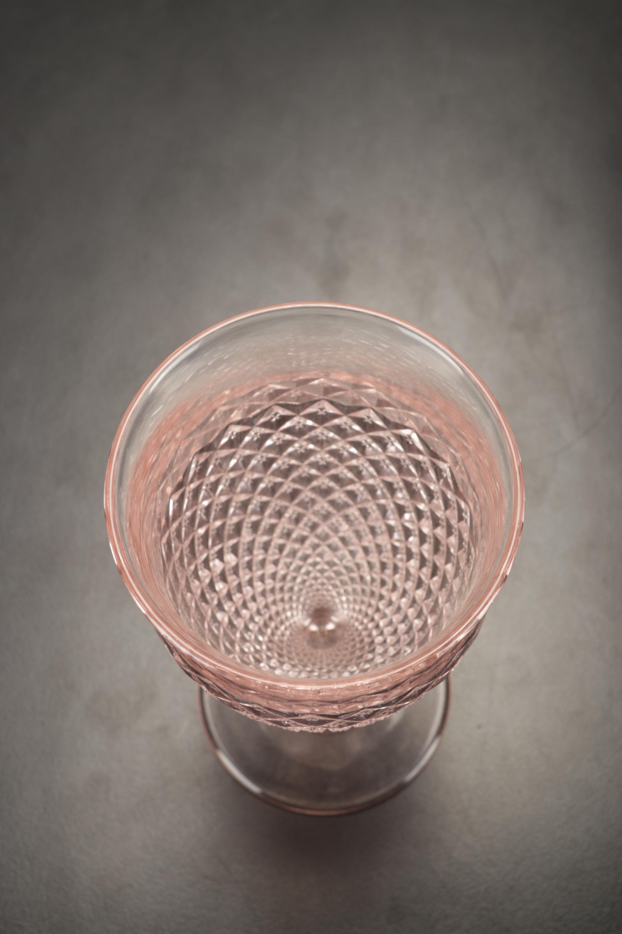 Heisey "Gayoso" and Other Pink Stemware, Venetian Mirror Tray, and Snack Set