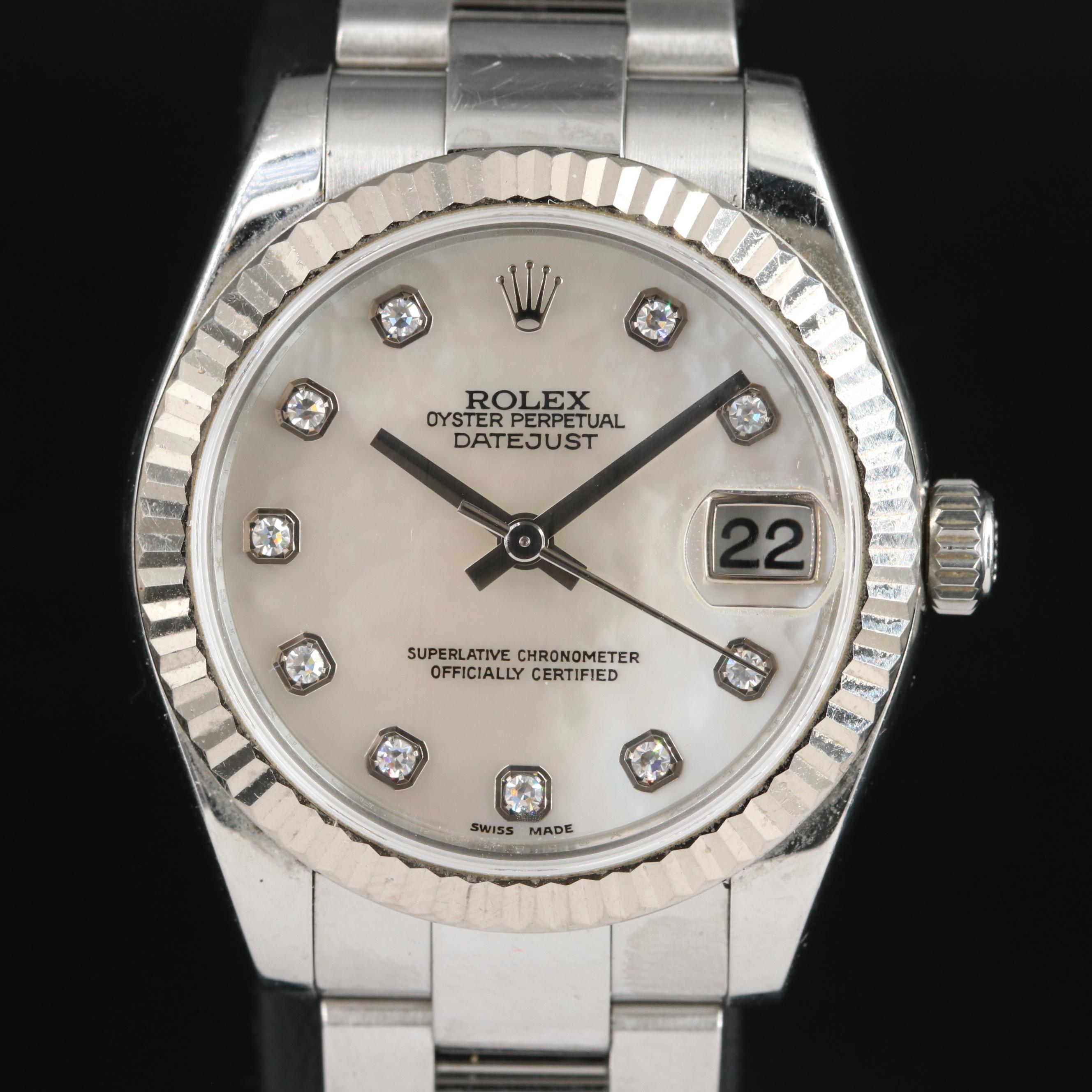 2008 Rolex Datejust Mother-of-Pearl and Factory Diamond Dial Watch