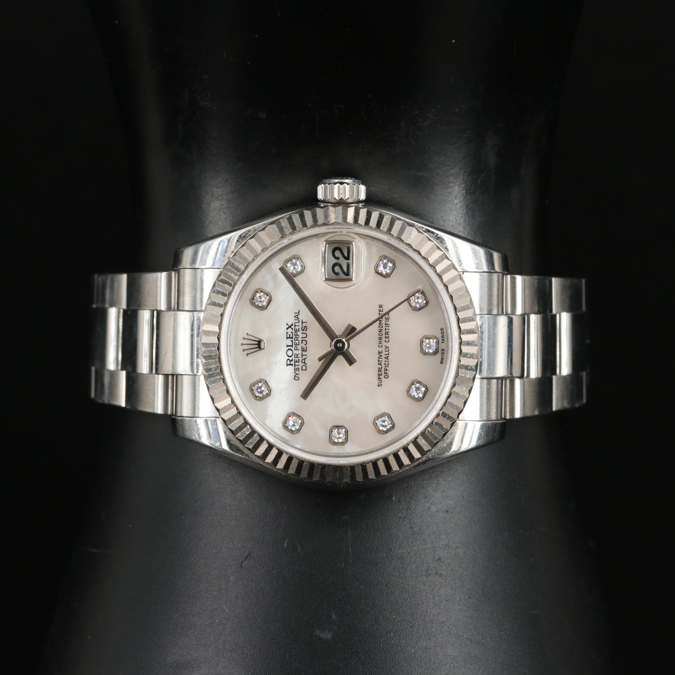 2008 Rolex Datejust Mother-of-Pearl and Factory Diamond Dial Watch