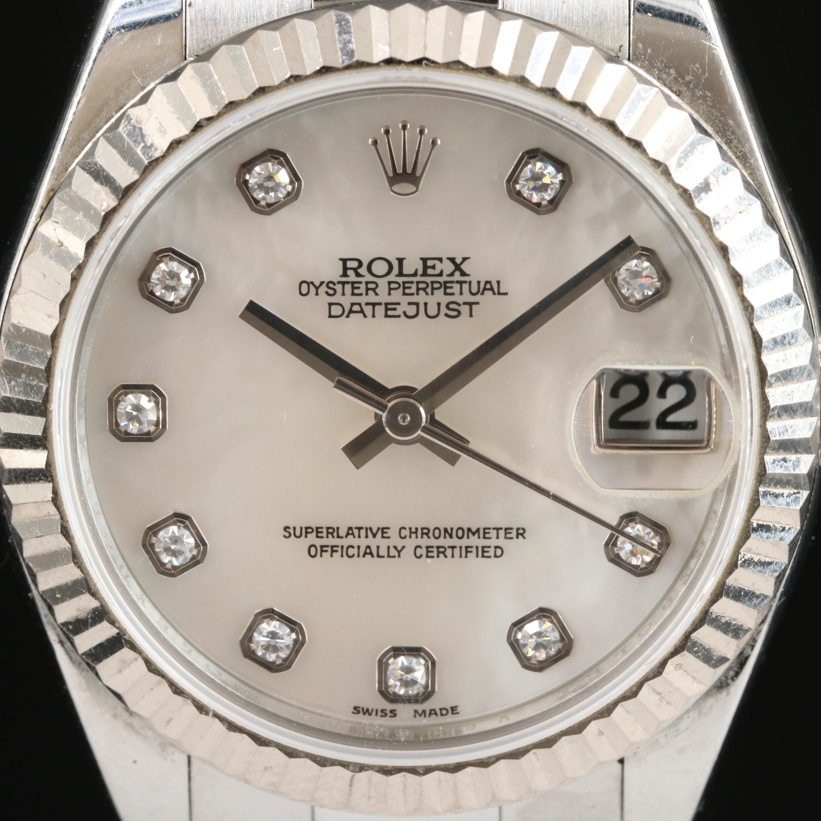 2008 Rolex Datejust Mother-of-Pearl and Factory Diamond Dial Watch
