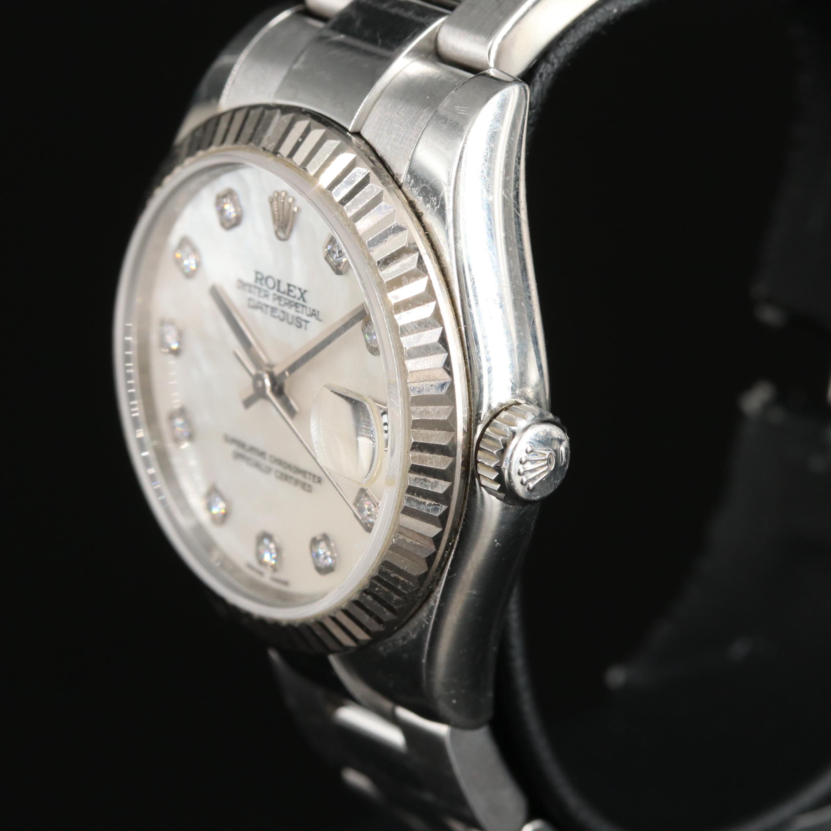 2008 Rolex Datejust Mother-of-Pearl and Factory Diamond Dial Watch