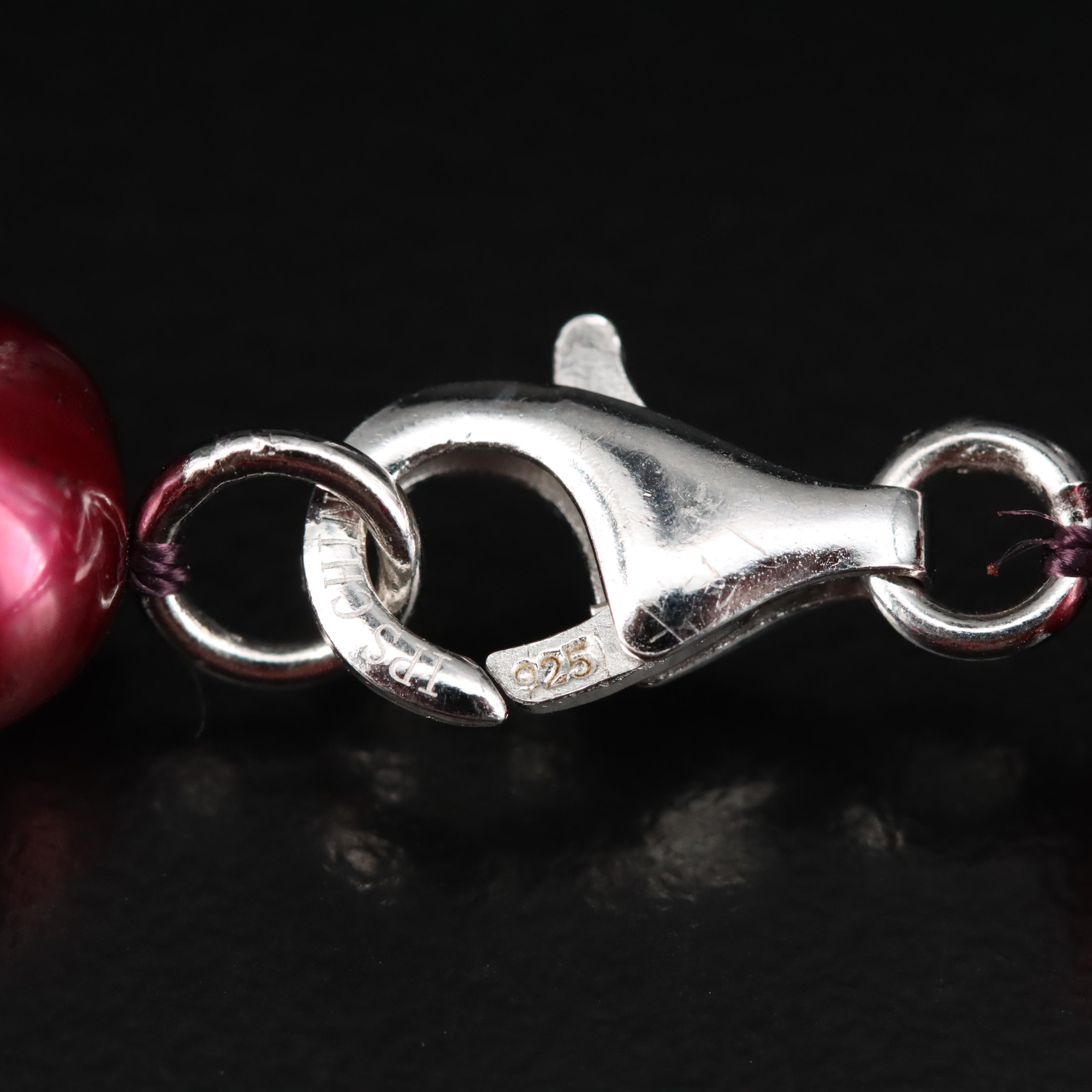 Opera Length Pearl Necklace with Rhinestone Stations and Sterling Clasp