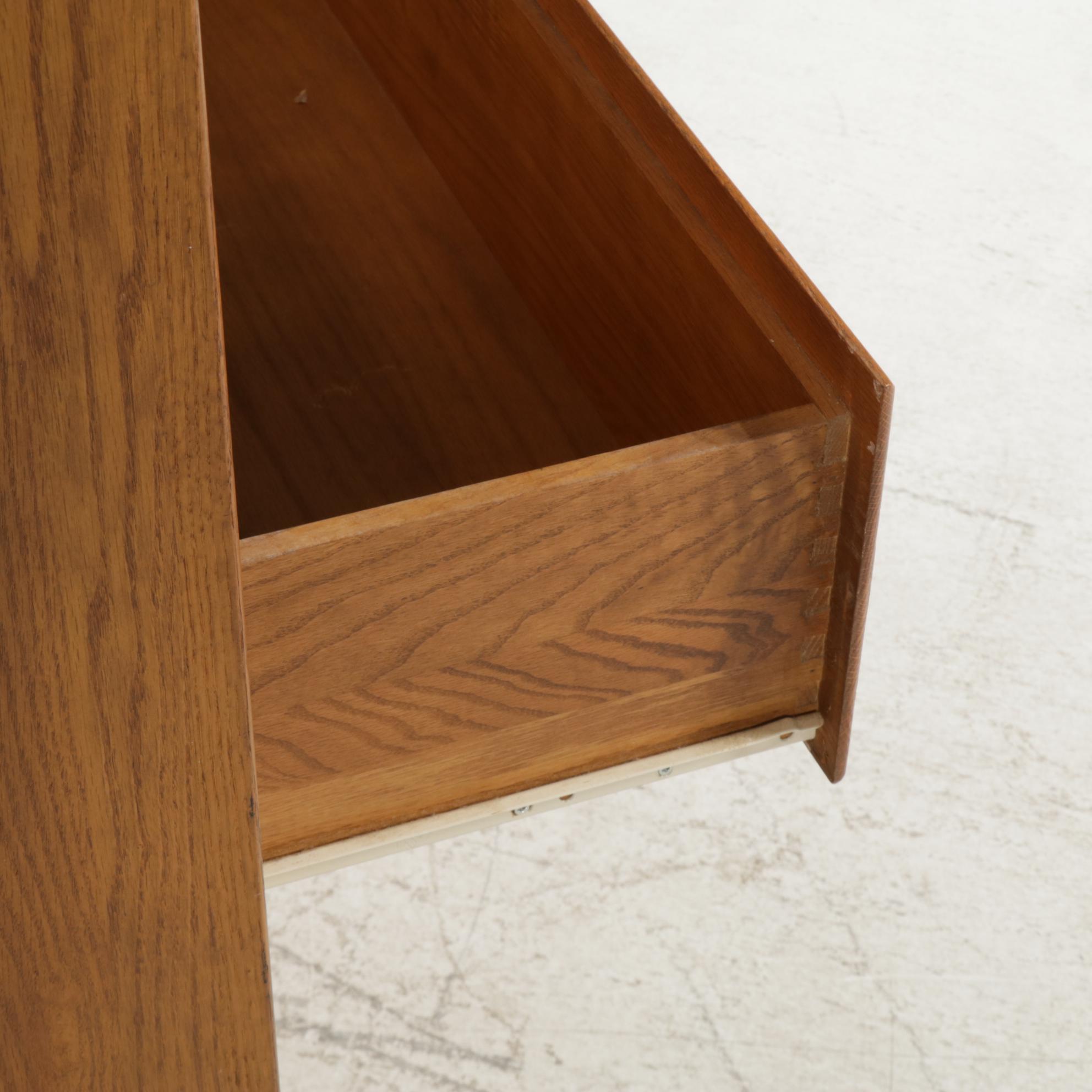 American Primitive Style Oak Wardrobe Cabinet, Late 20th Century