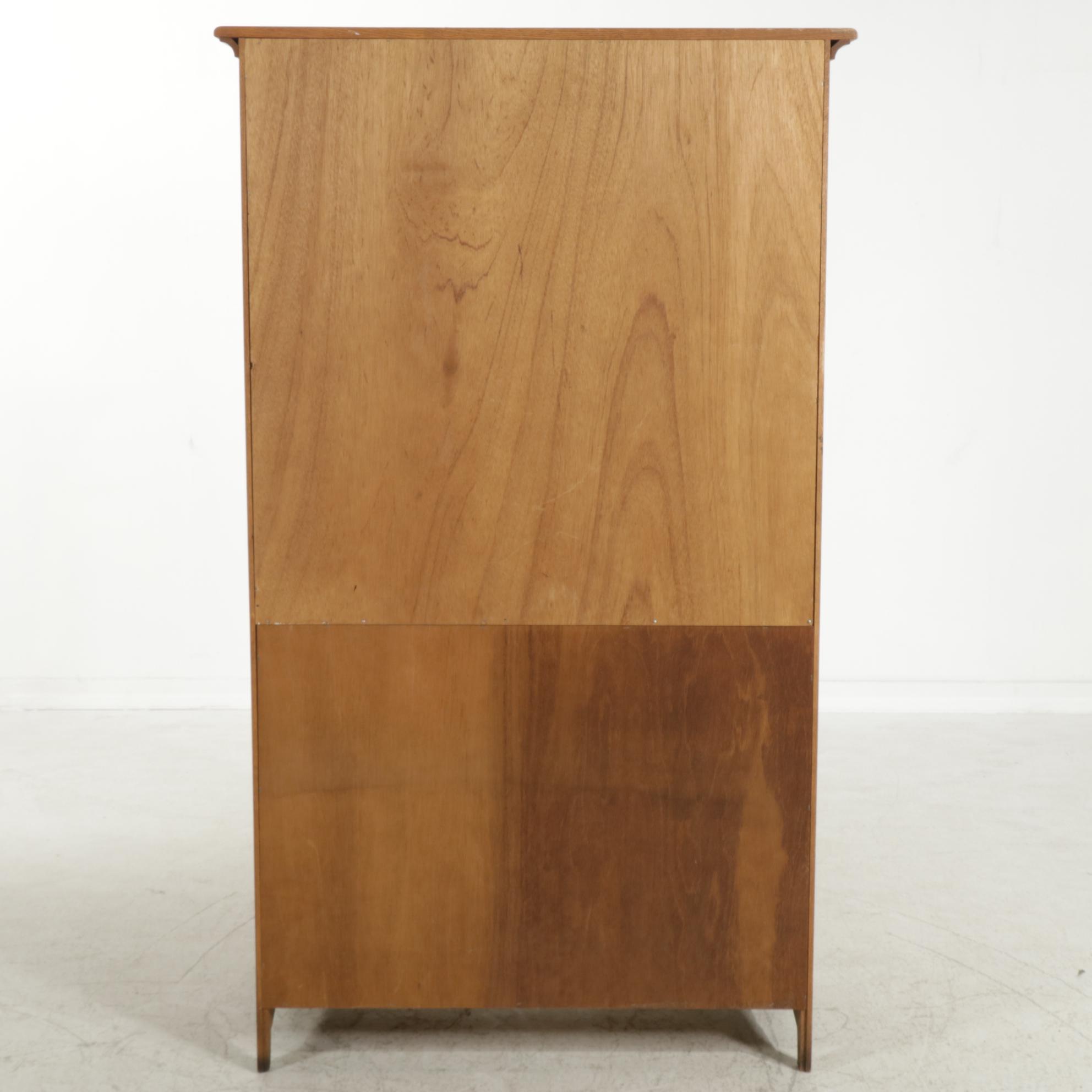 American Primitive Style Oak Wardrobe Cabinet, Late 20th Century