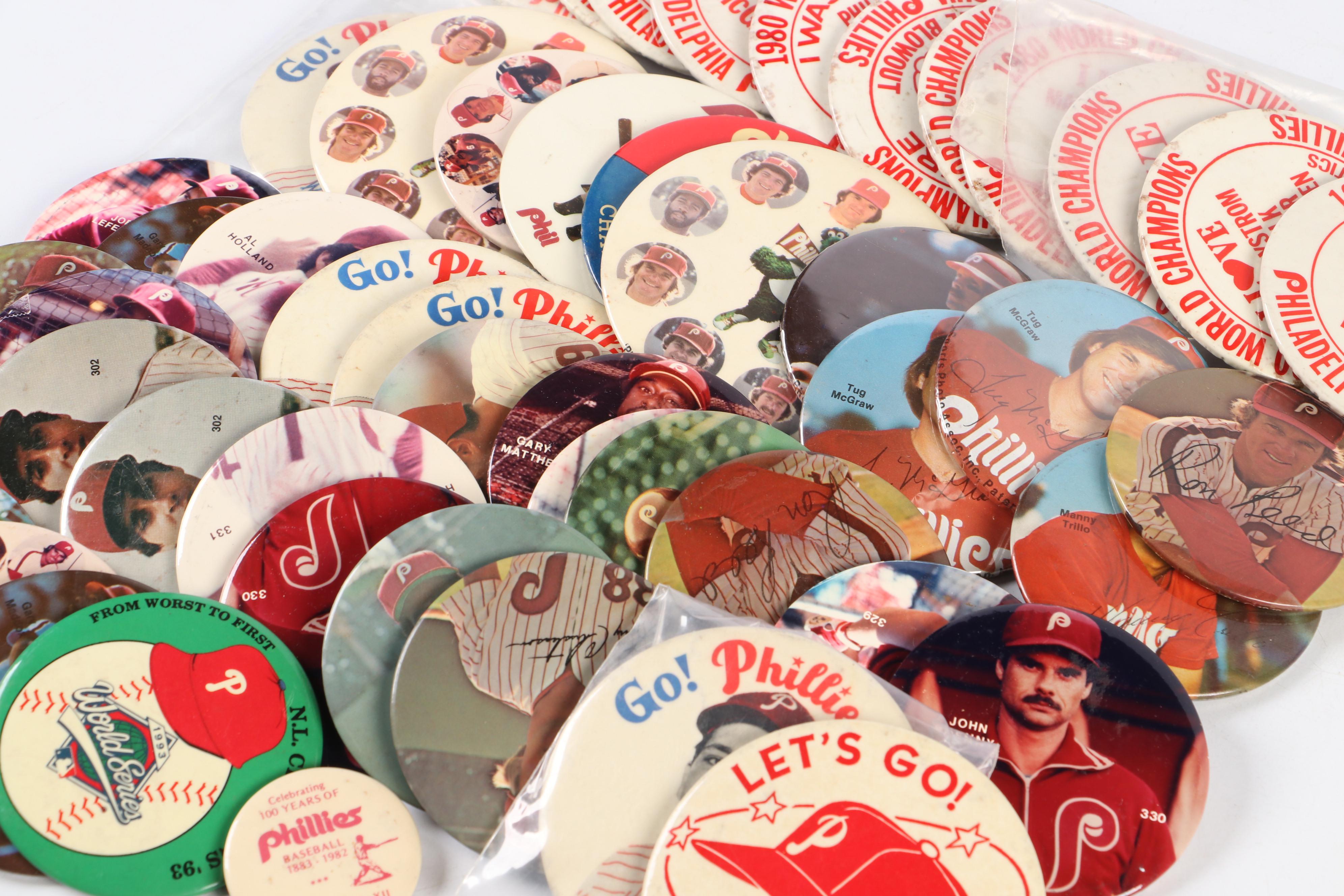 Philadelphia Phillies Baseball Pins Featuring Mike Schmidt, Pete Rose, and More