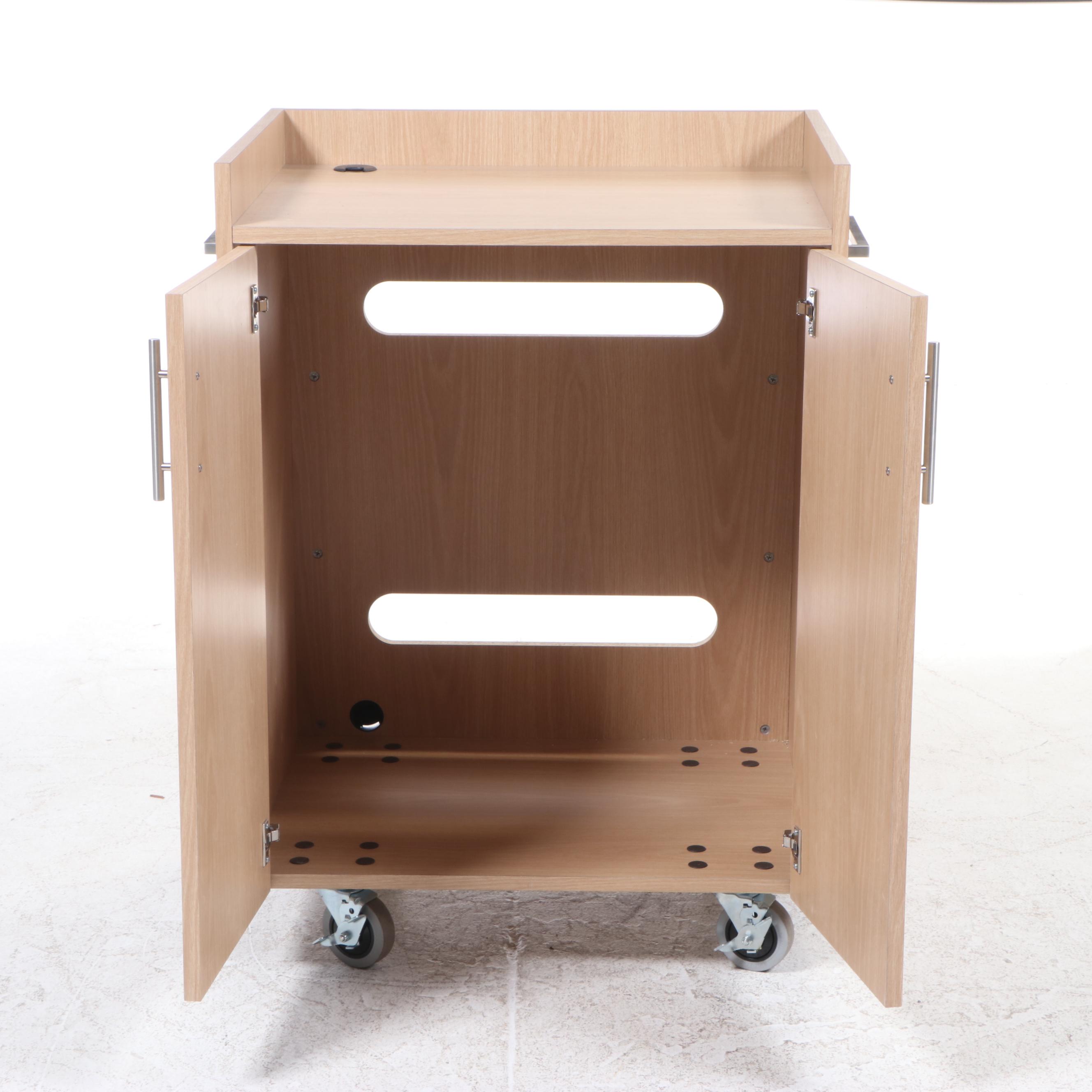 Contemporary Wood Finish Electronics Cart