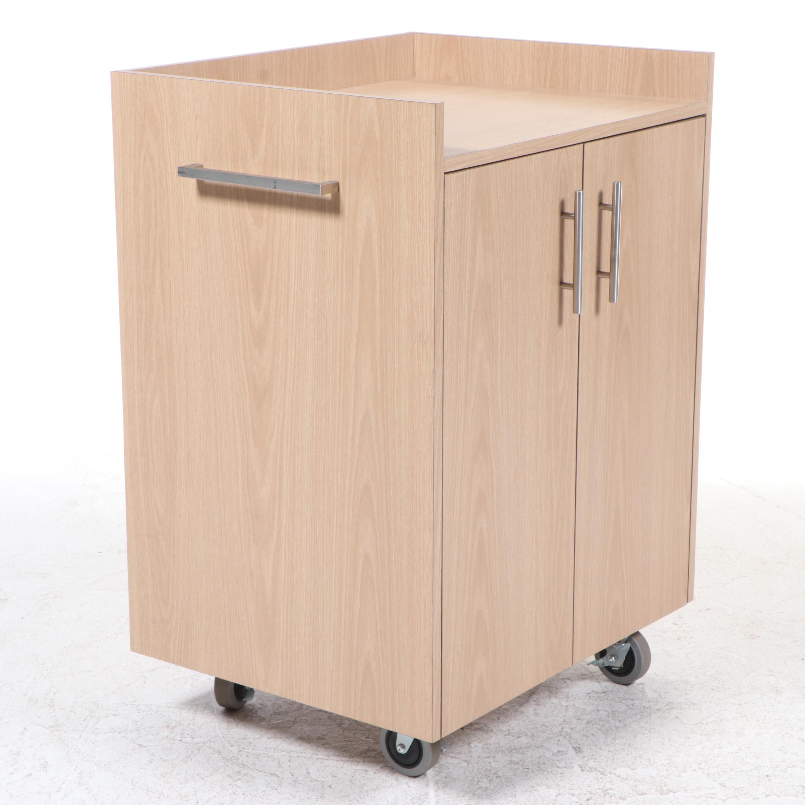 Contemporary Wood Finish Electronics Cart