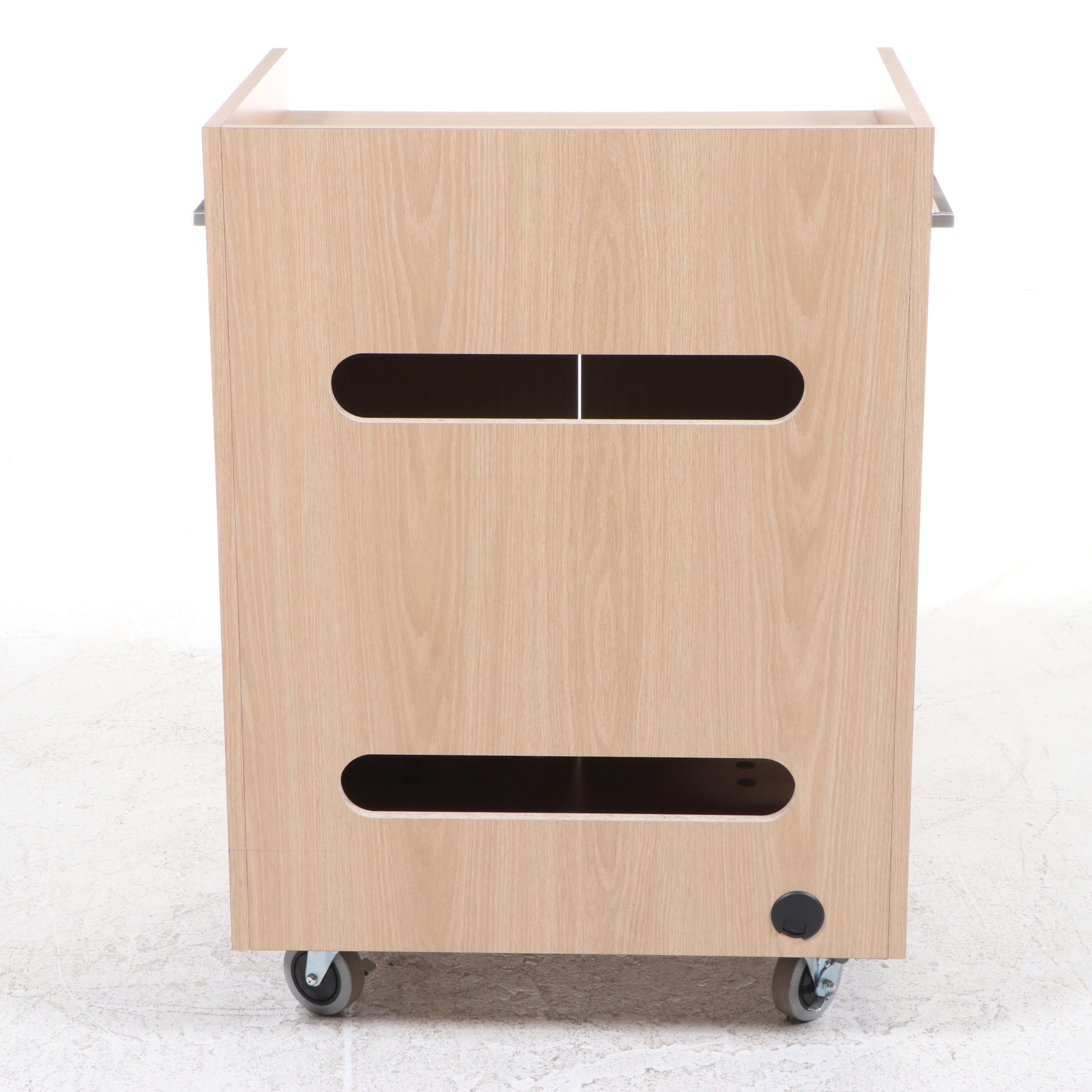 Contemporary Wood Finish Electronics Cart