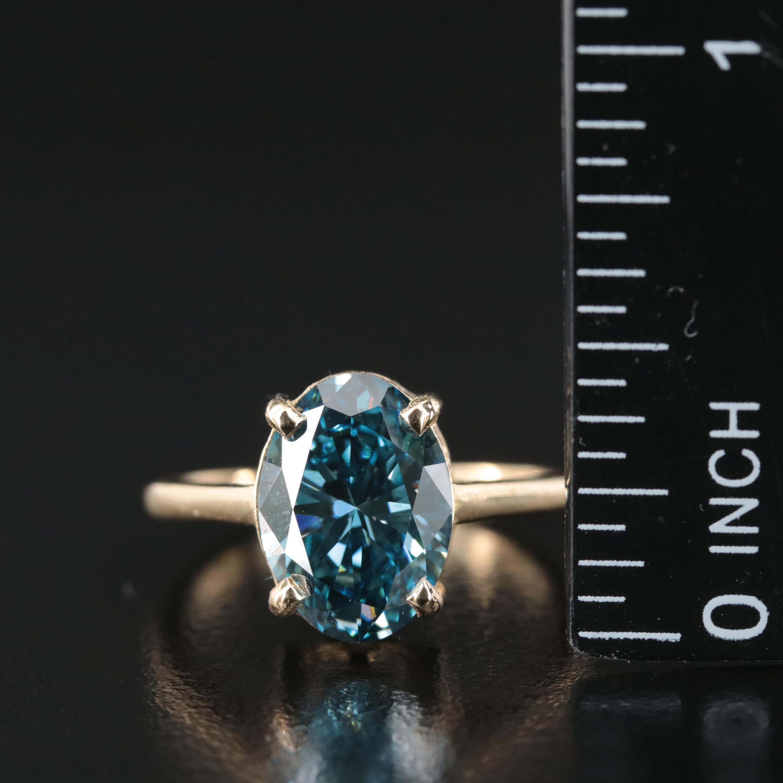 18K 3.38 CT (Origin Undetermined) Fancy Dark Blue Diamond Solitaire Ring