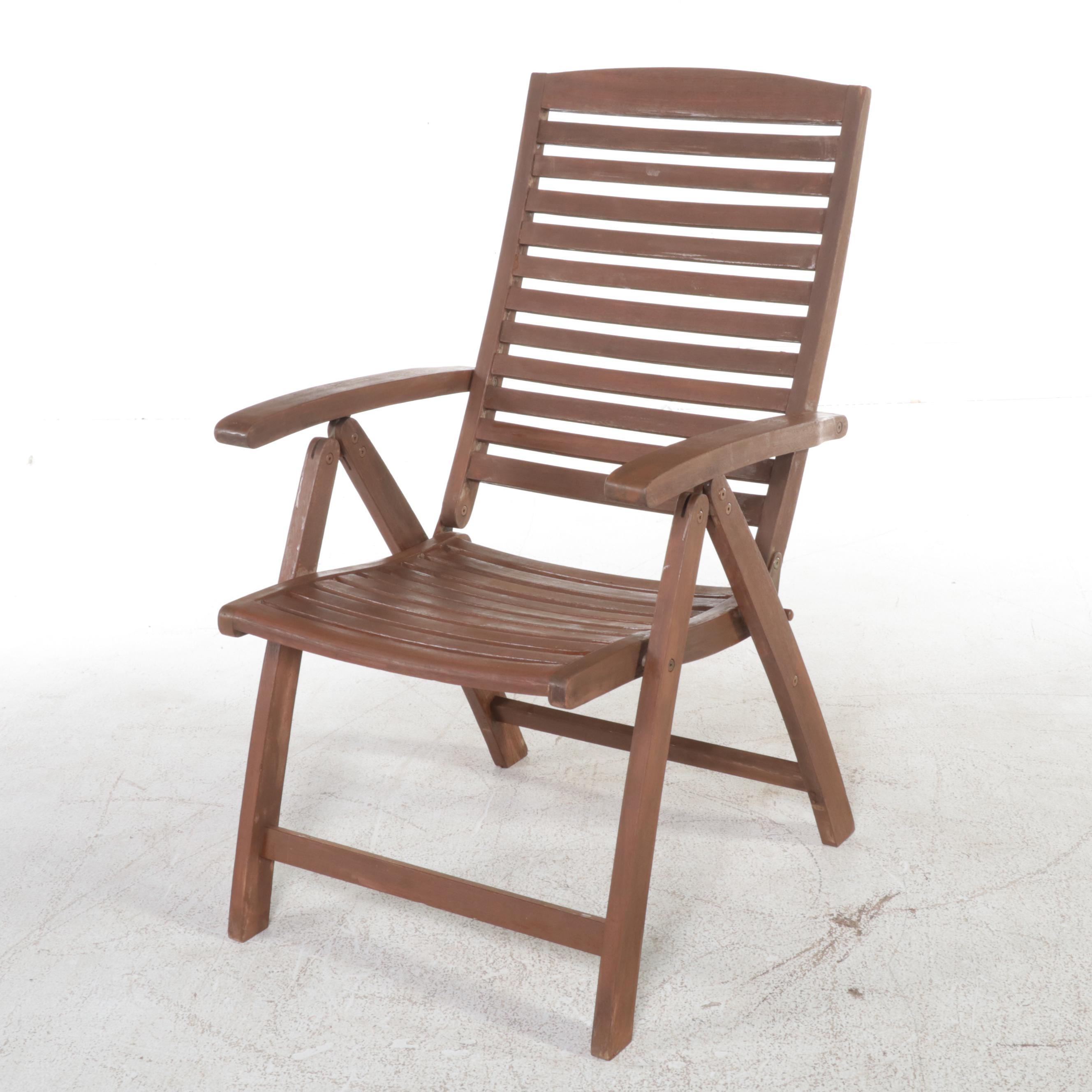 Pair of Contemporary Teak Folding Patio Chairs