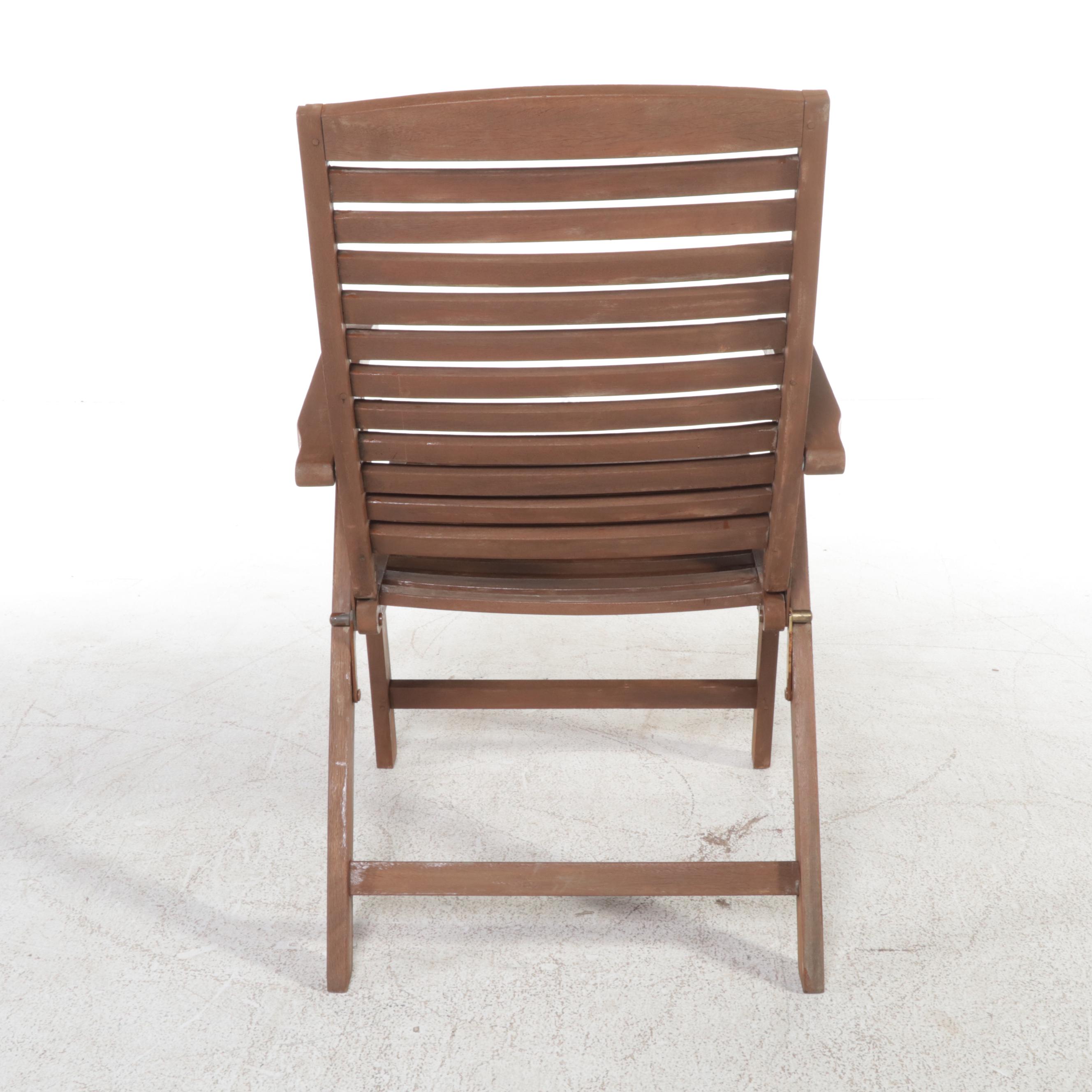 Pair of Contemporary Teak Folding Patio Chairs