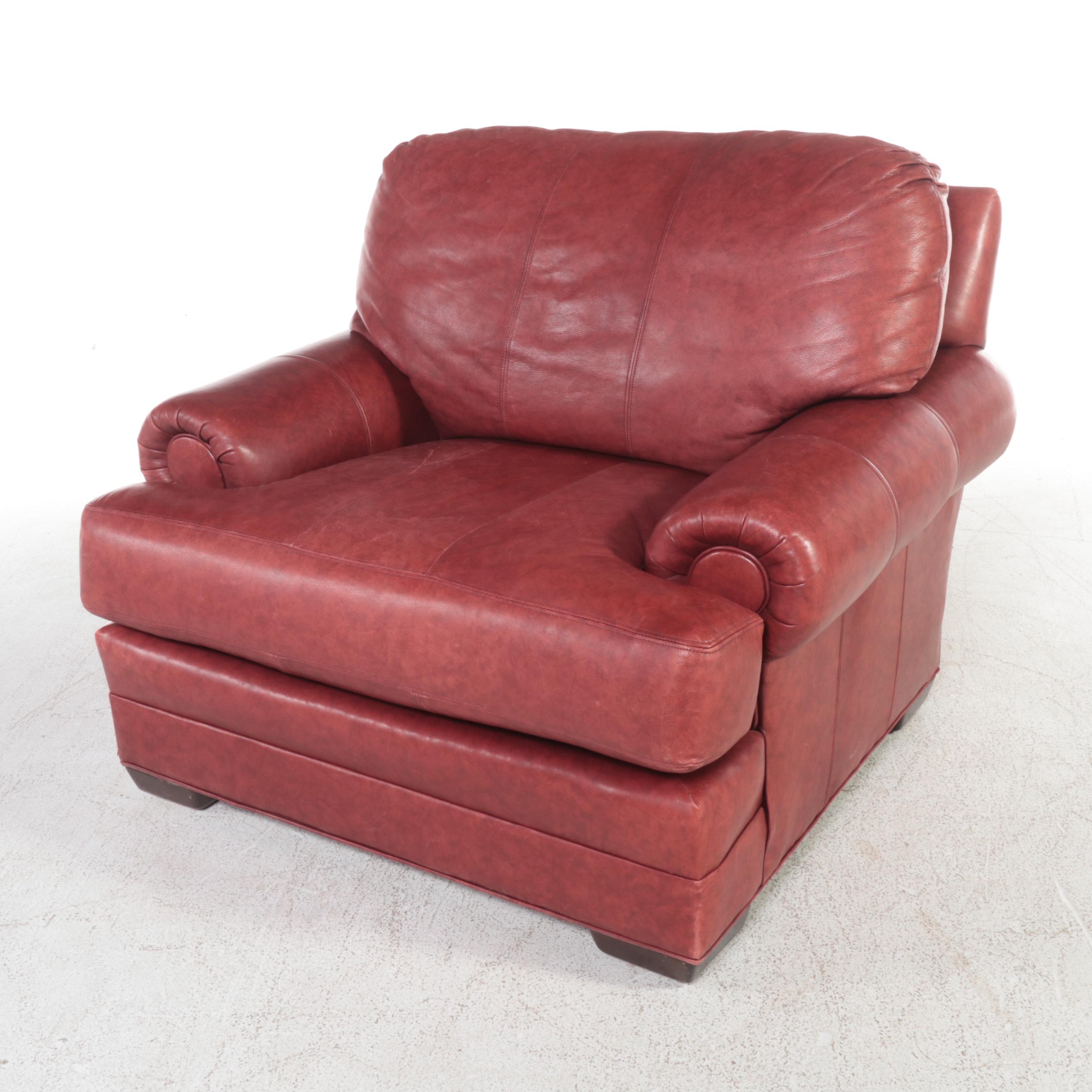Clayton Marcus Leather Easy Armchair with Ottoman