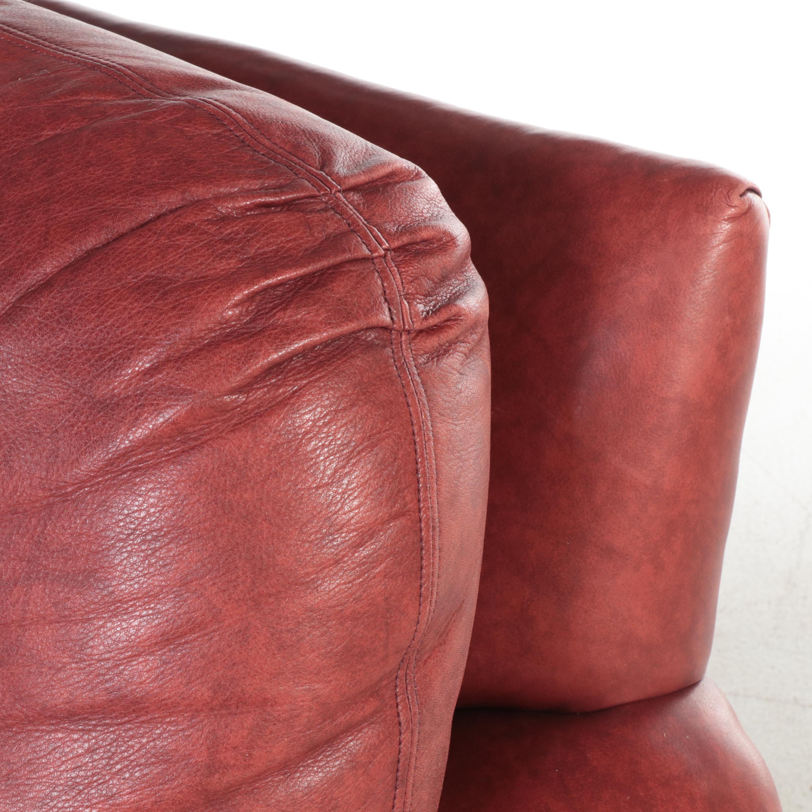 Clayton Marcus Leather Easy Armchair with Ottoman