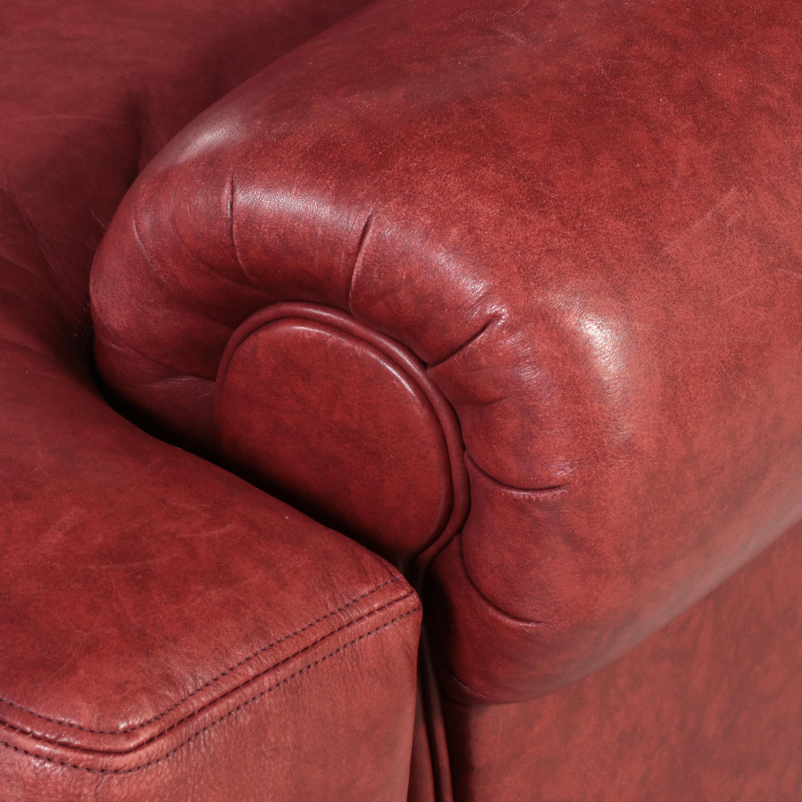 Clayton Marcus Leather Easy Armchair with Ottoman