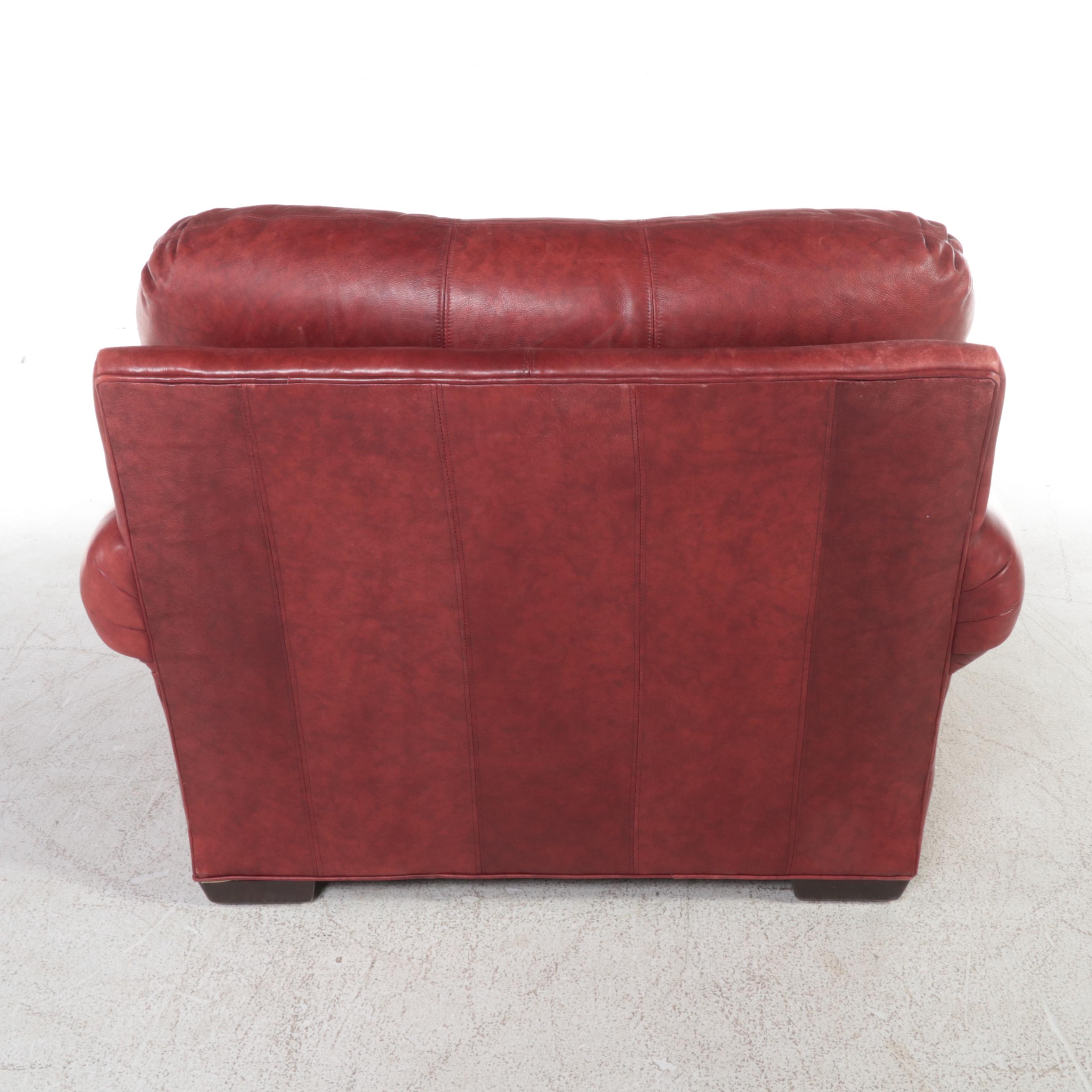 Clayton Marcus Leather Easy Armchair with Ottoman