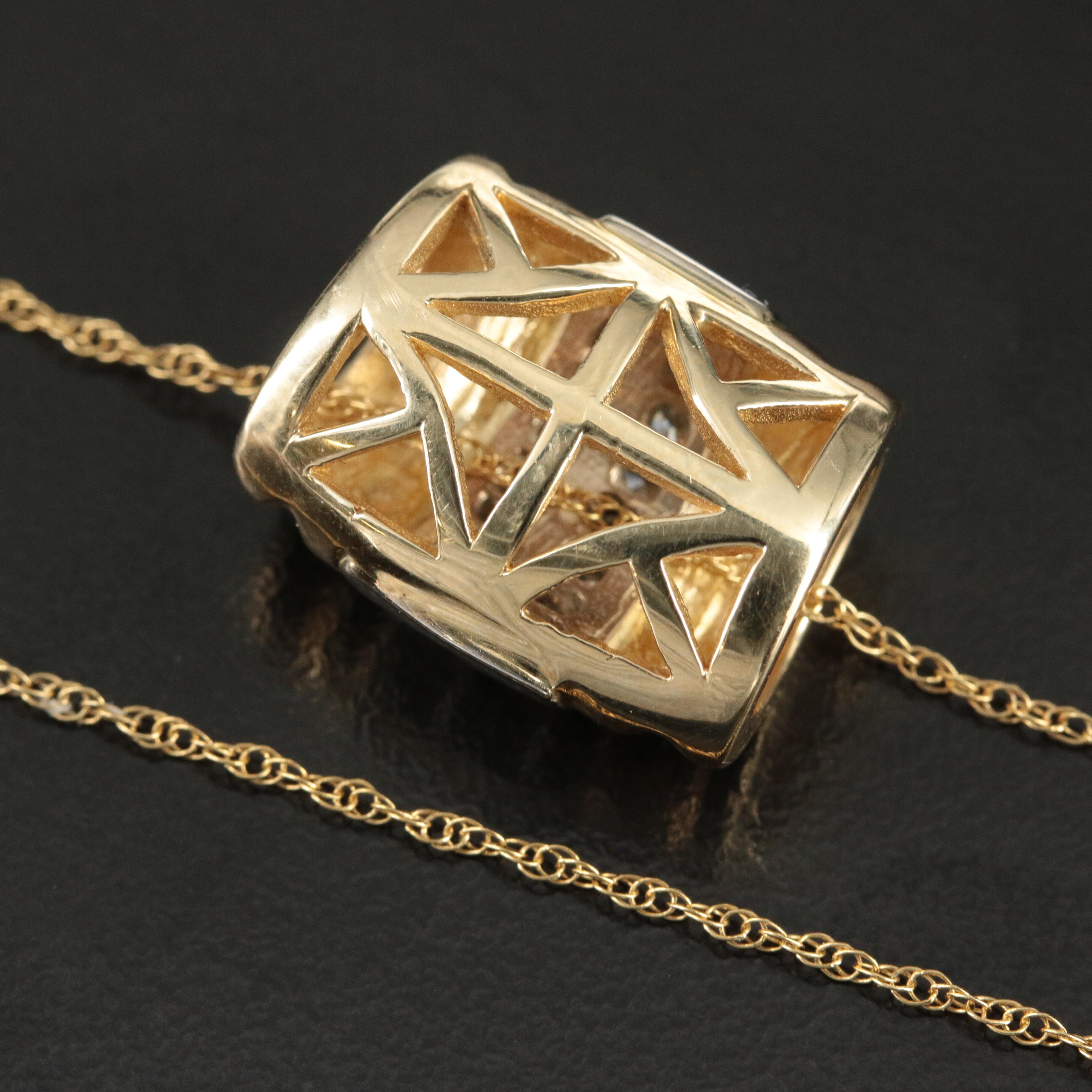 14K Two Tone 0.56 CTW Diamond Omega Slide Pendant on a Rope Chain