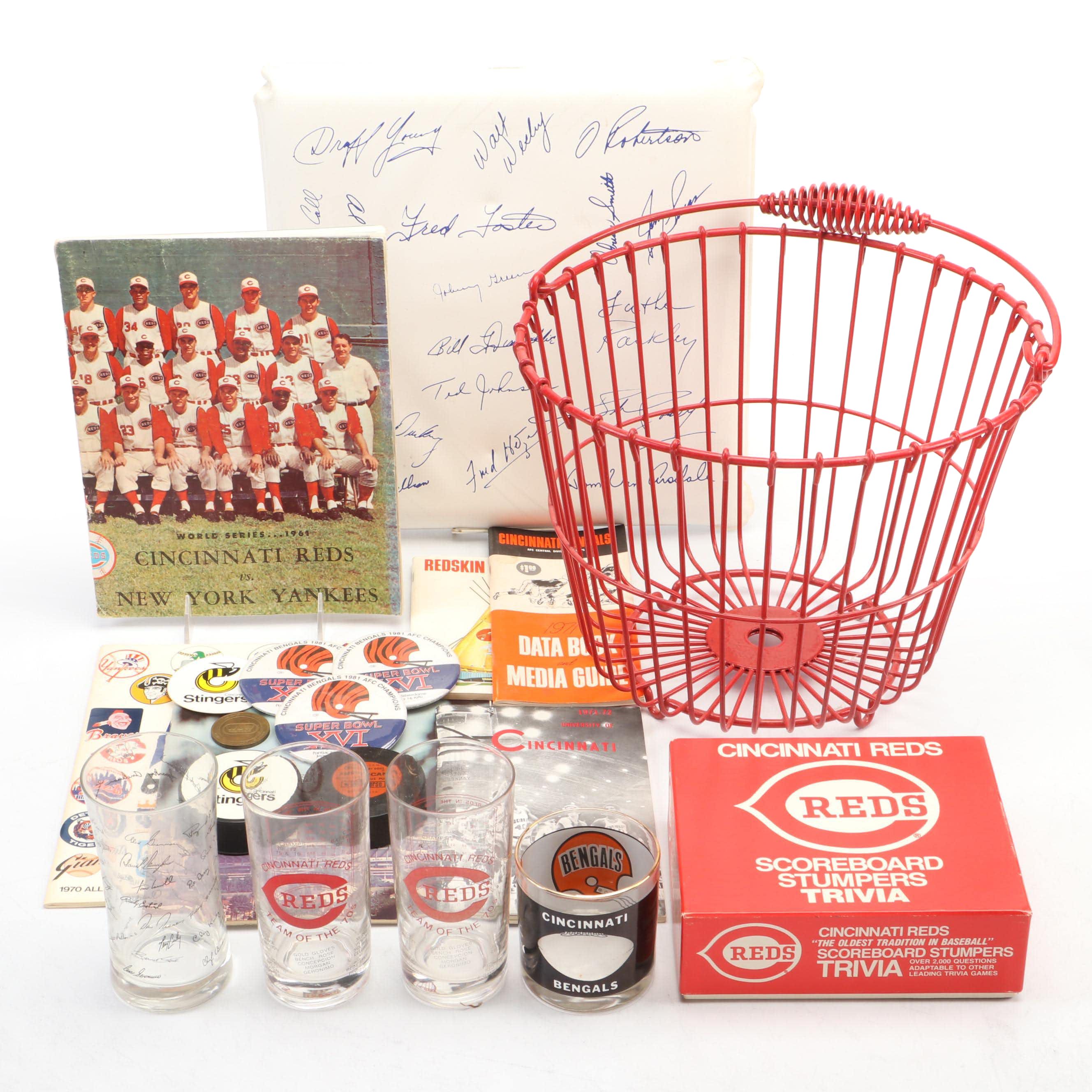 1961 World Series Media Guide with Super Bowl XVI Pins and More