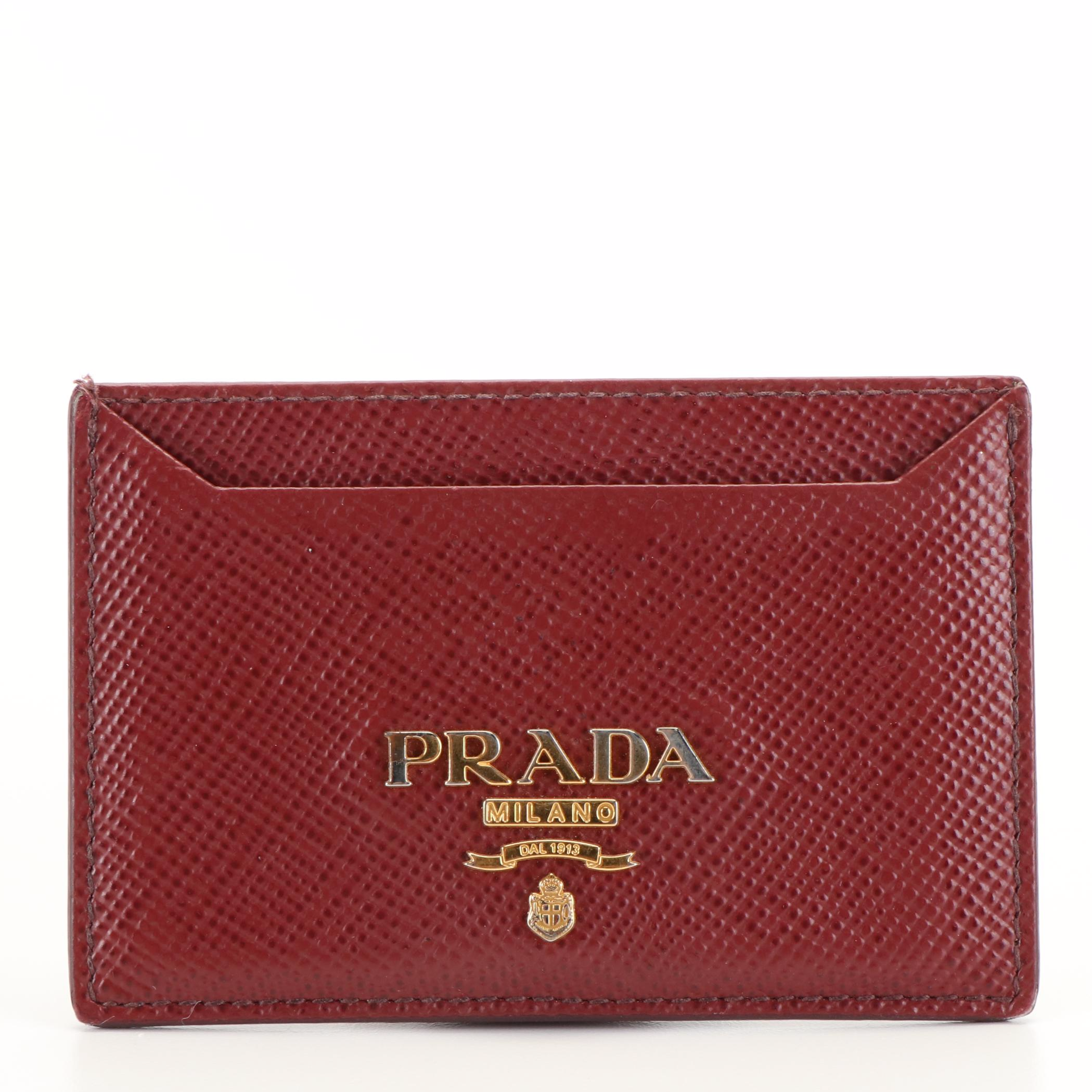 Prada Bordeaux Leather Card Holder
