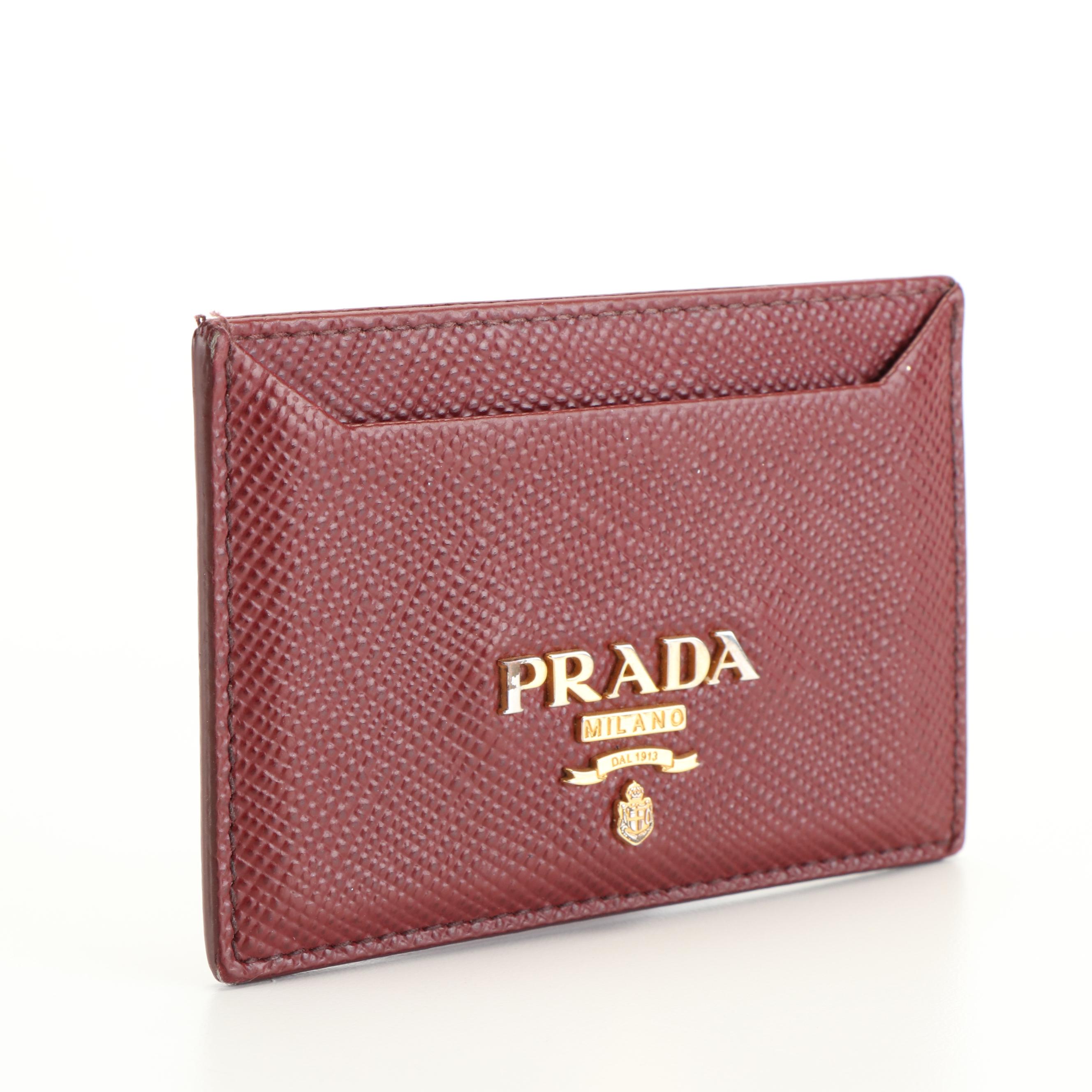Prada Bordeaux Leather Card Holder