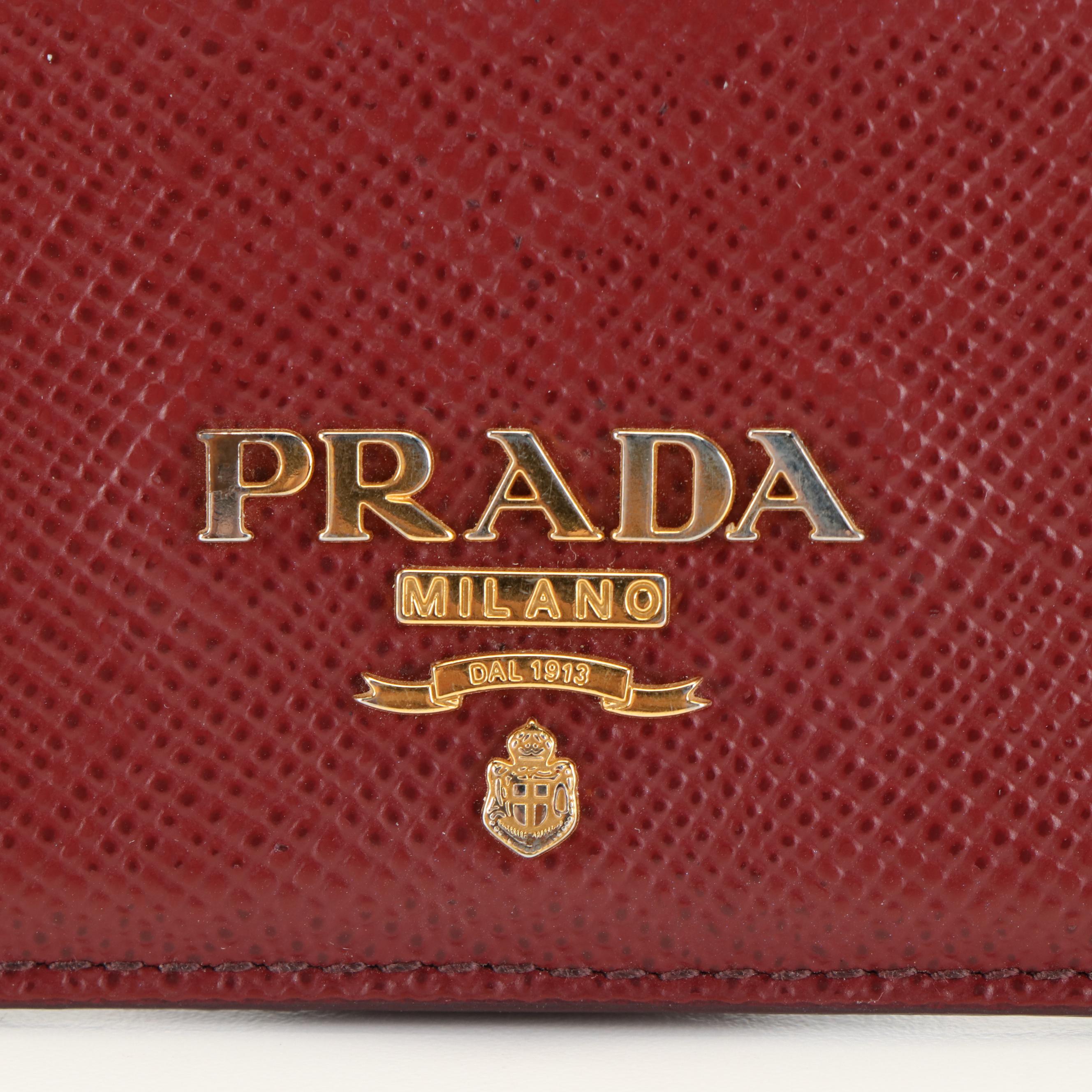 Prada Bordeaux Leather Card Holder