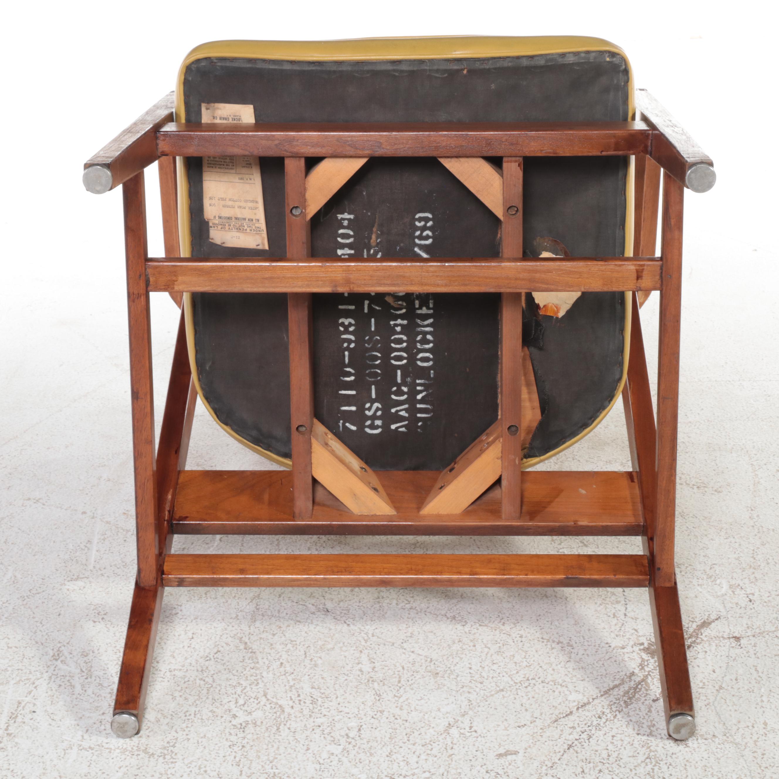 Four W.H. Gunlocke Mid Century Modern Walnut and Vinyl Armchairs