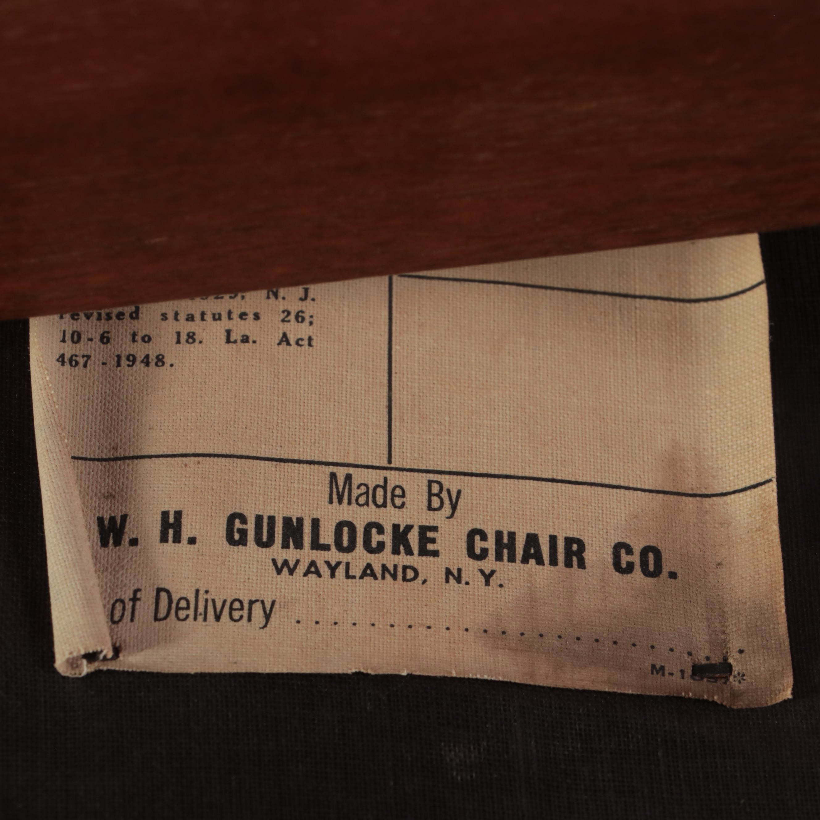 Four W.H. Gunlocke Mid Century Modern Walnut and Vinyl Armchairs