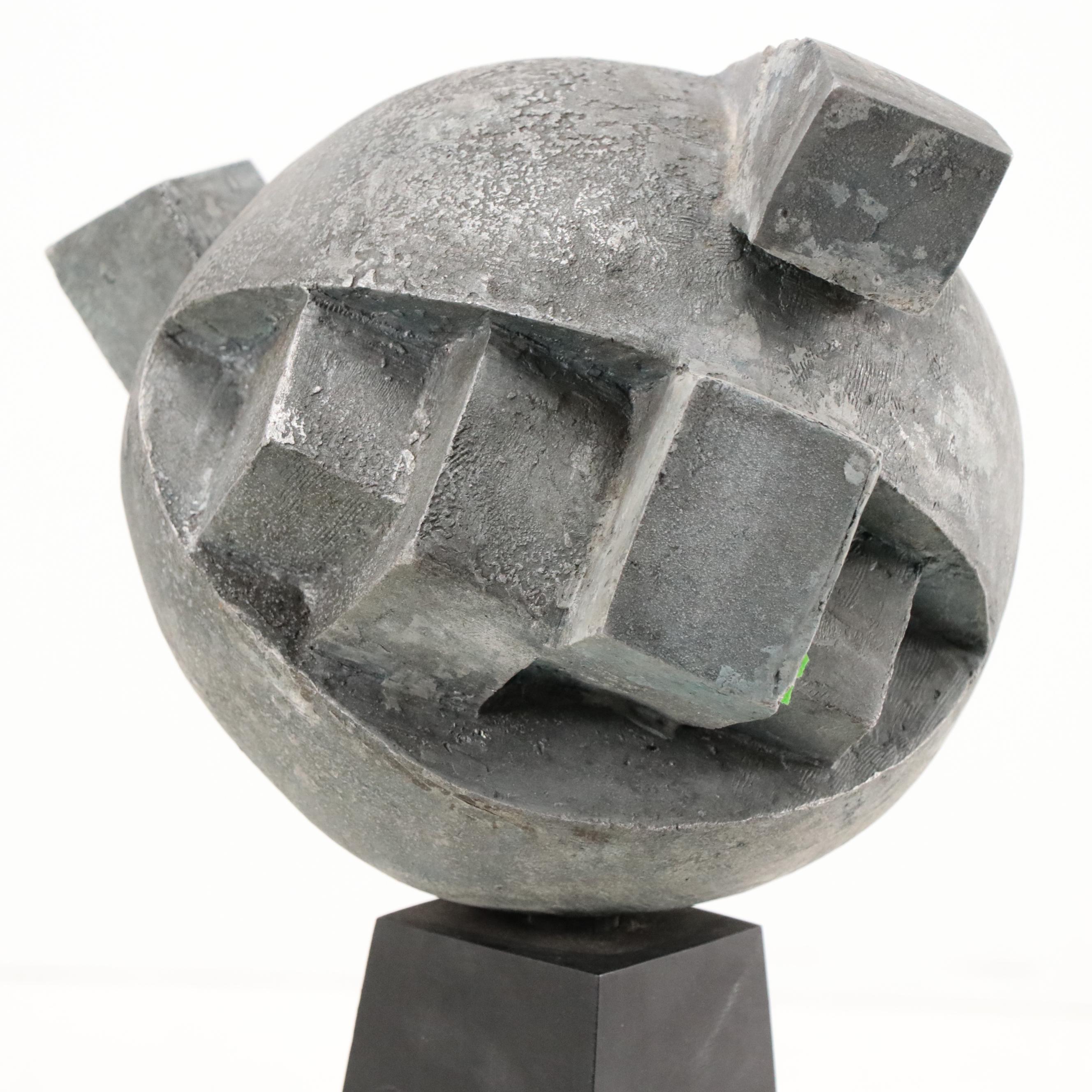 Modernist Geometric Cast Metal Sculpture