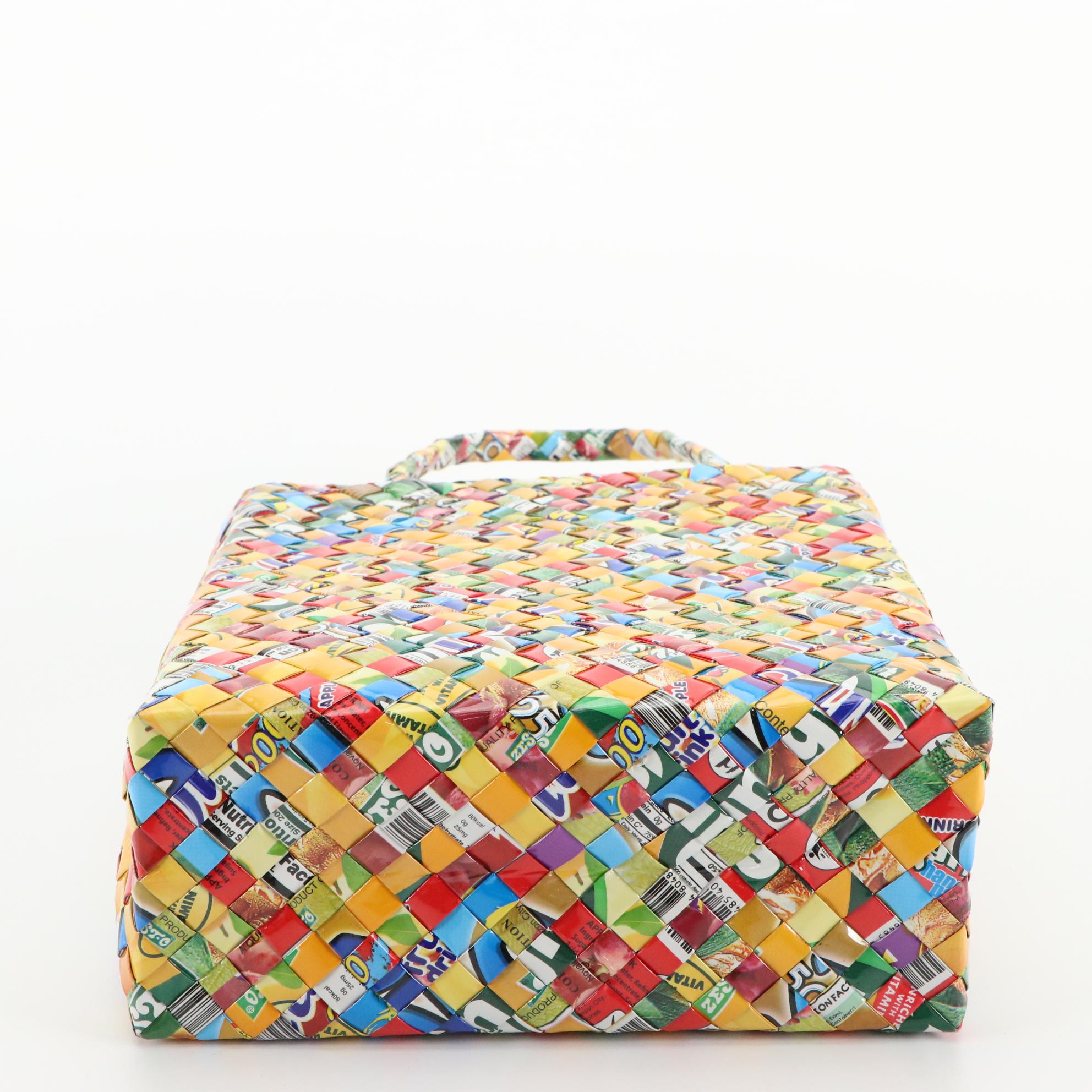 Handmade Woven Candy Wrapper Tote Bag, Shoulder Bag, and Zip Pouch