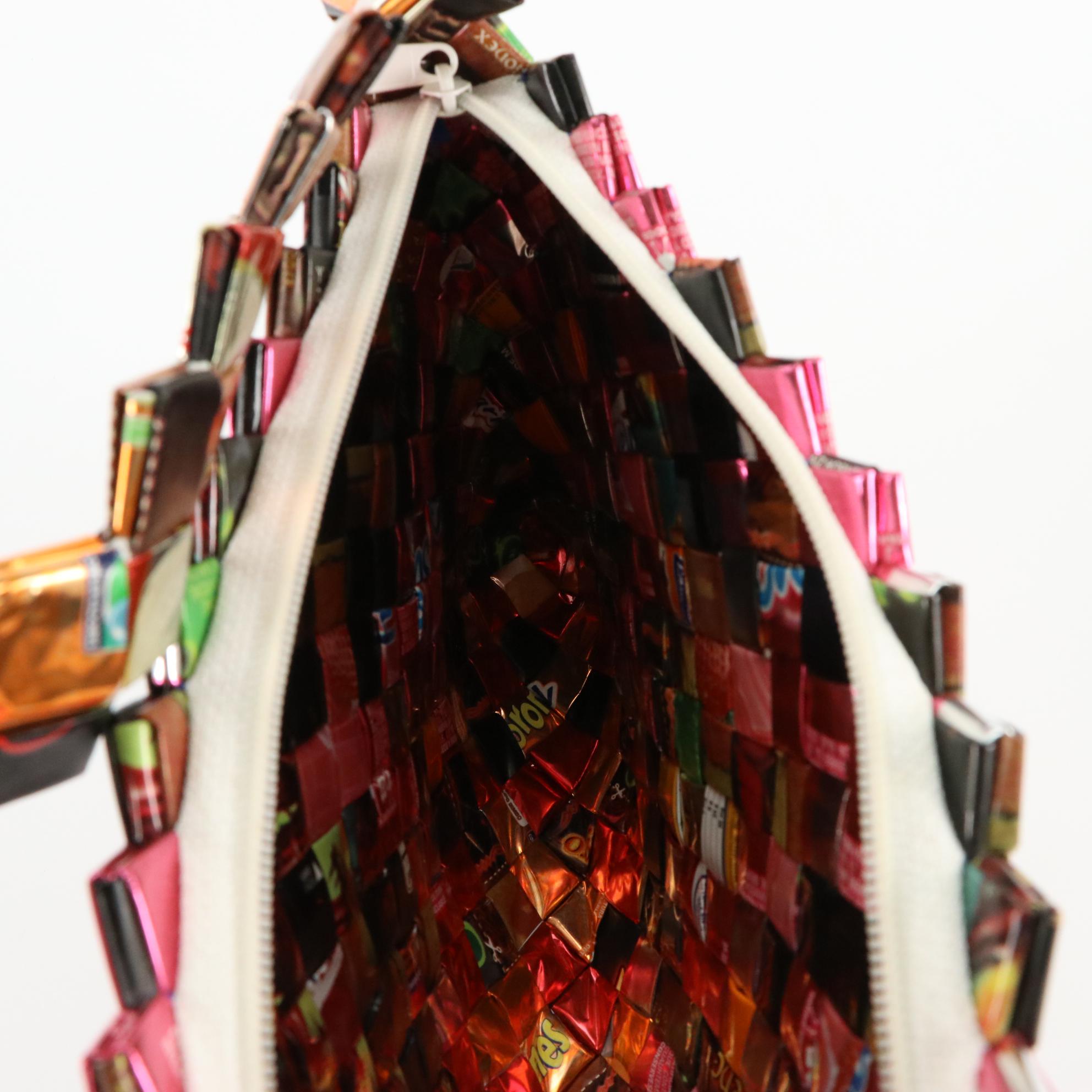 Handmade Woven Candy Wrapper Tote Bag, Shoulder Bag, and Zip Pouch