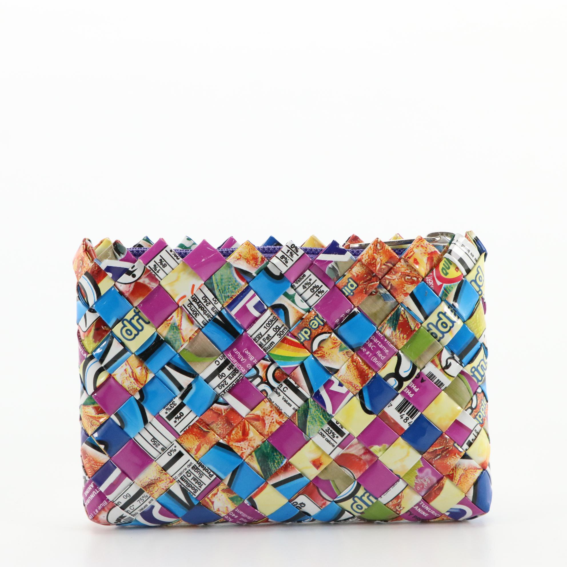 Handmade Woven Candy Wrapper Tote Bag, Shoulder Bag, and Zip Pouch