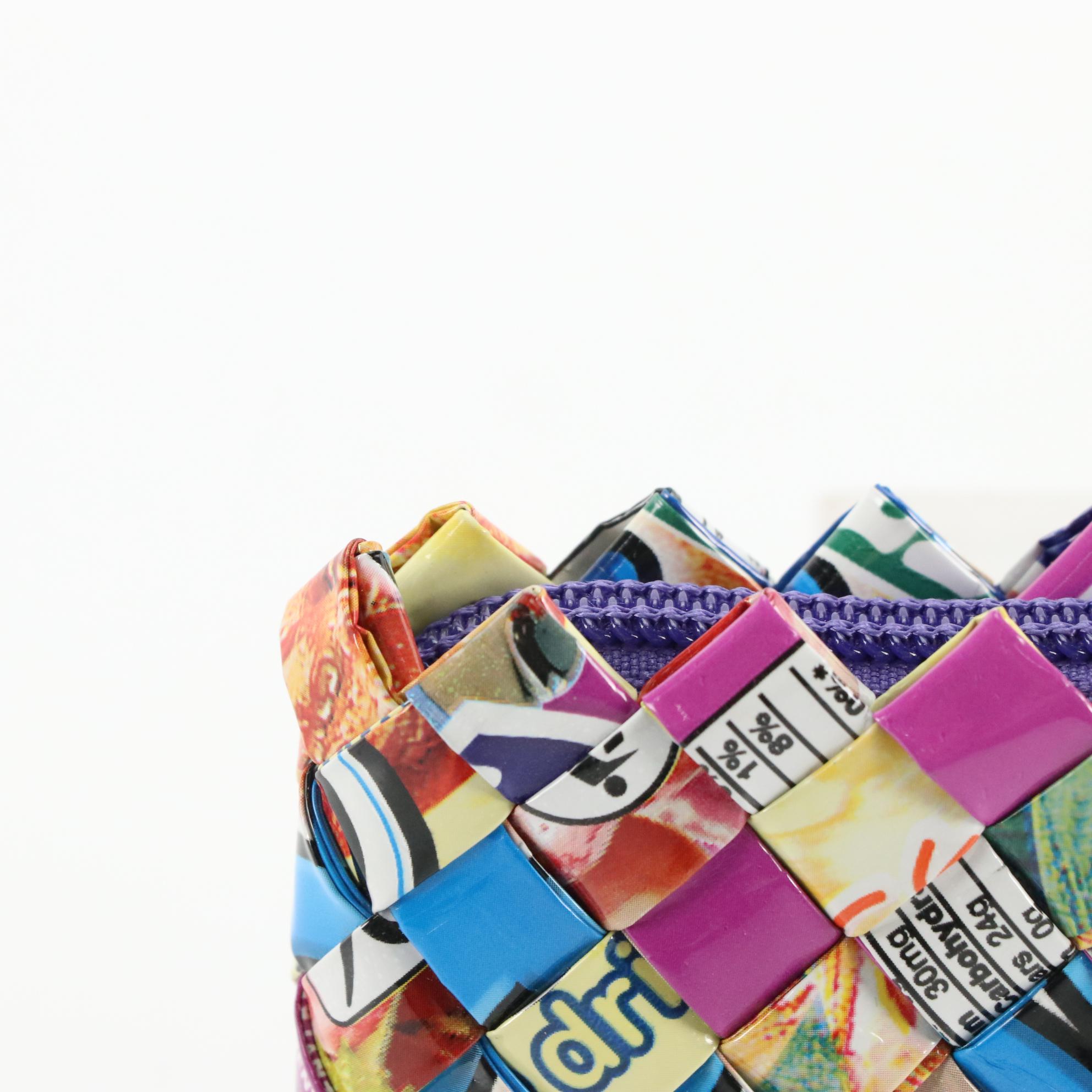 Handmade Woven Candy Wrapper Tote Bag, Shoulder Bag, and Zip Pouch