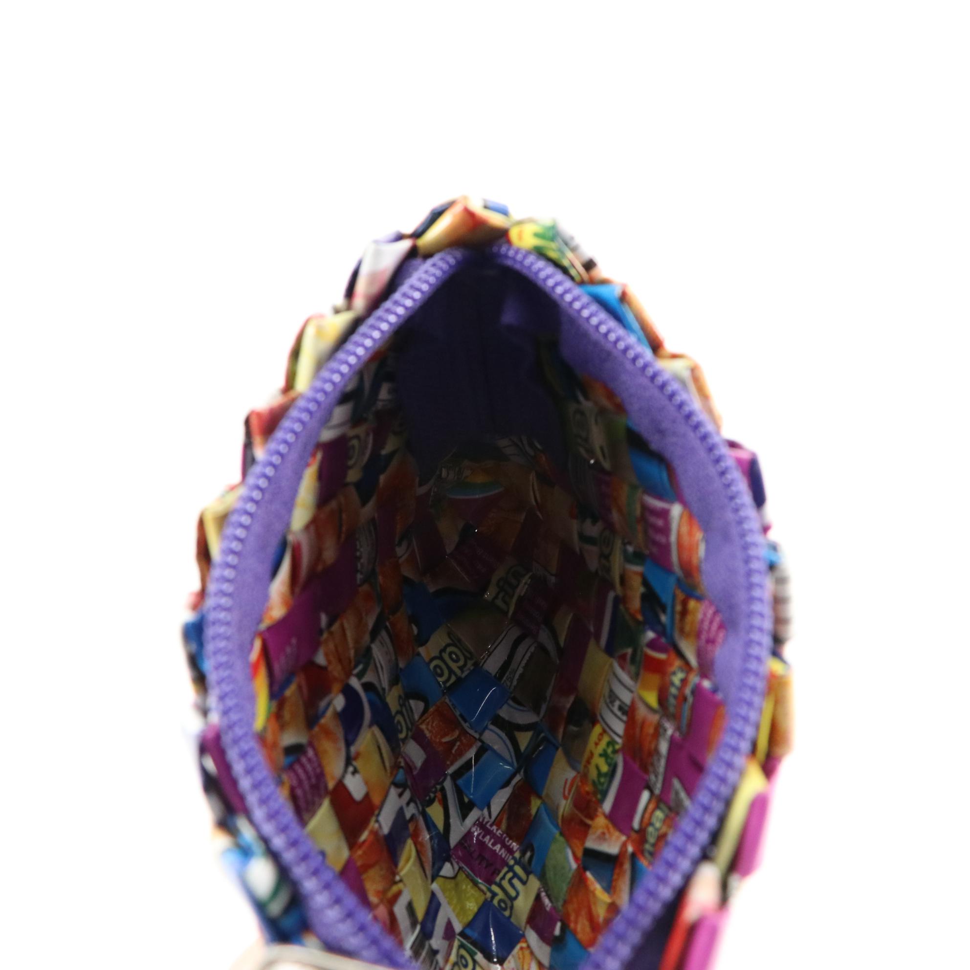 Handmade Woven Candy Wrapper Tote Bag, Shoulder Bag, and Zip Pouch