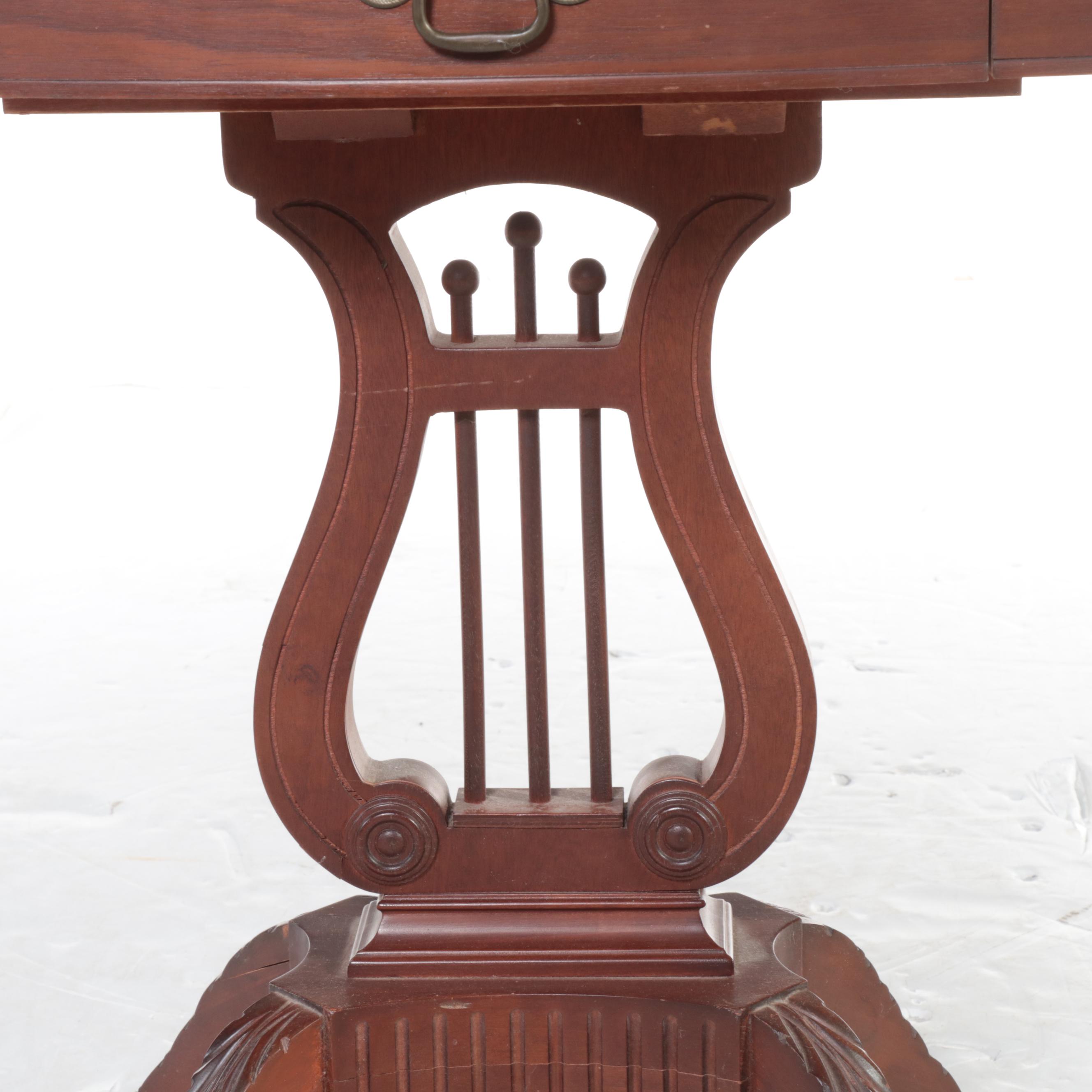 Mersman Classical Style Mahogany Lyre-Base Games Table, Mid-20th Century