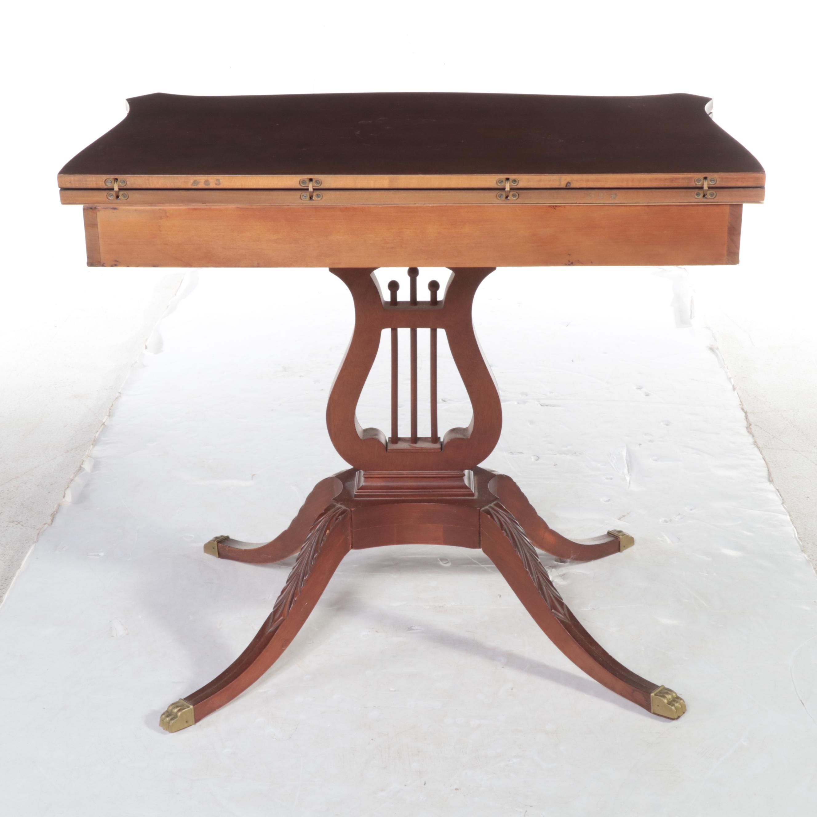 Mersman Classical Style Mahogany Lyre-Base Games Table, Mid-20th Century