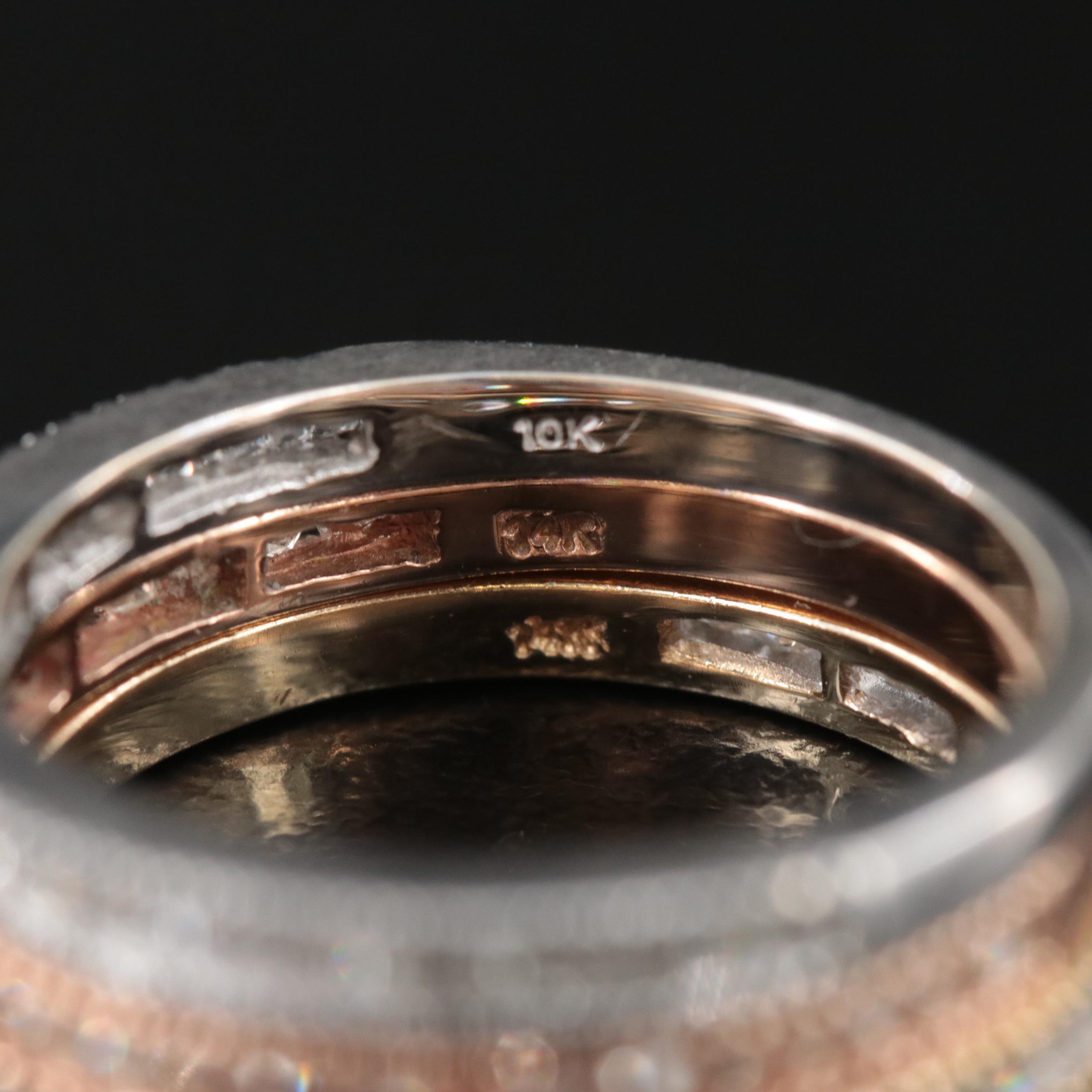 14K Rose and Yellow Gold and 10K White Gold Diamond Bands