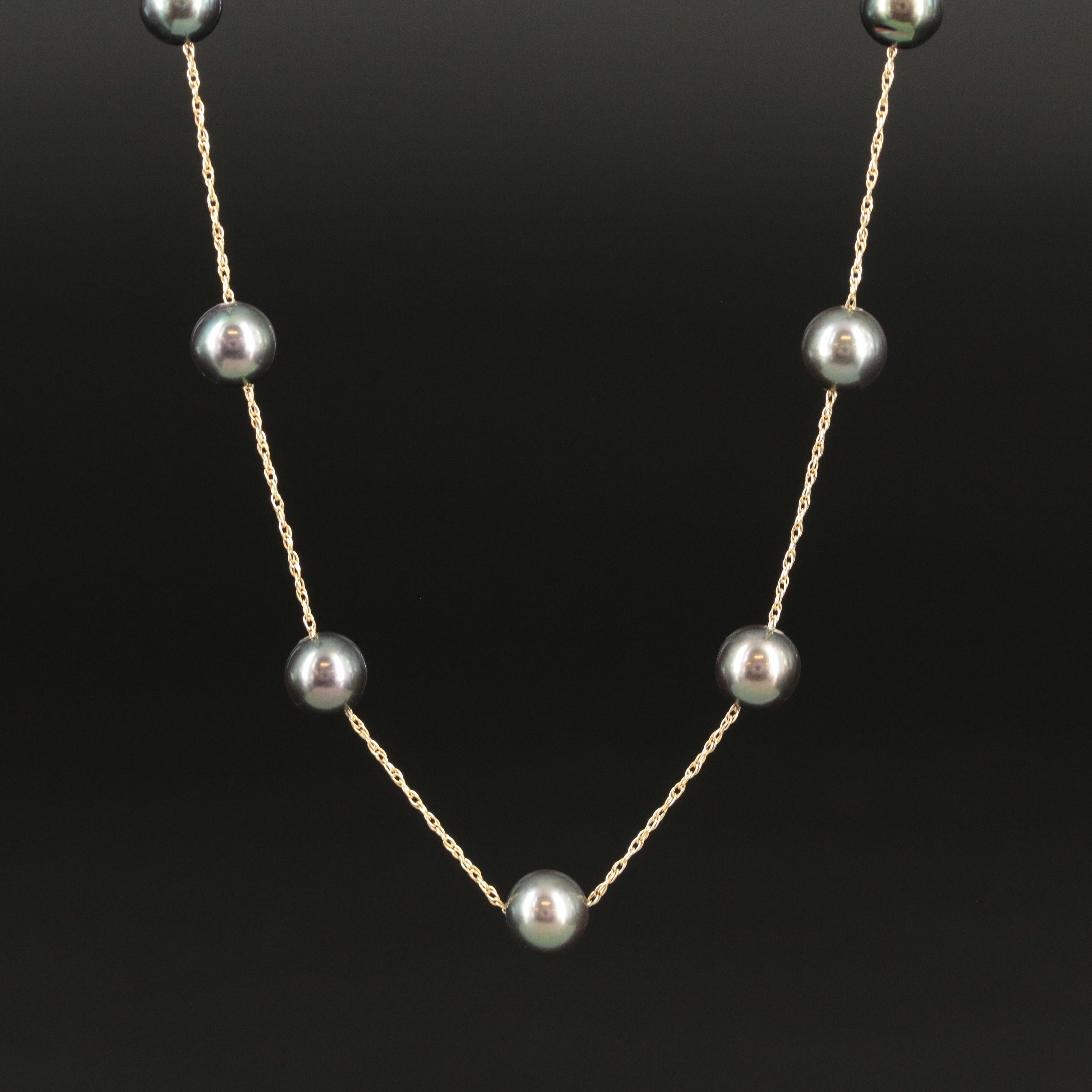 14K Pearl Station Necklace