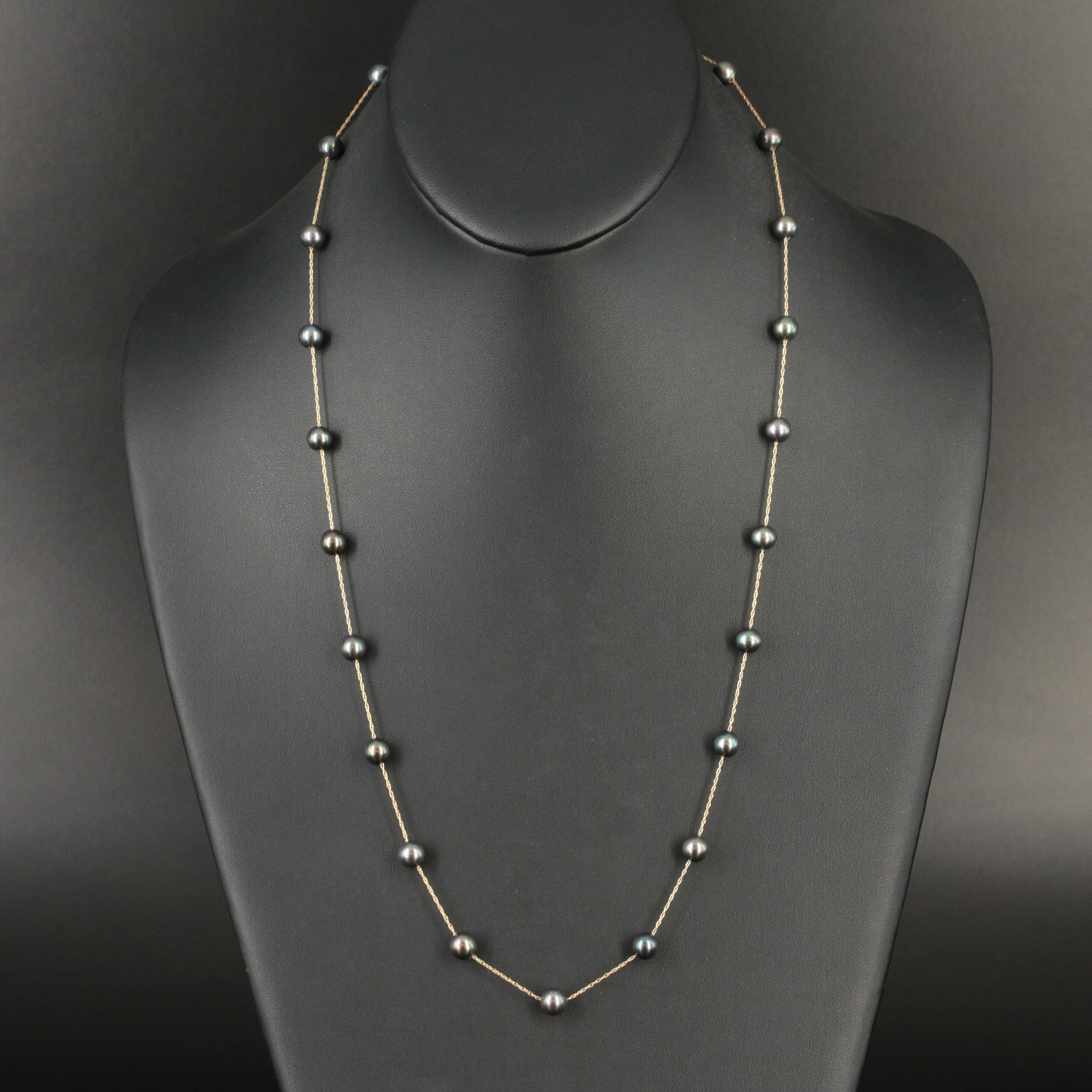 14K Pearl Station Necklace