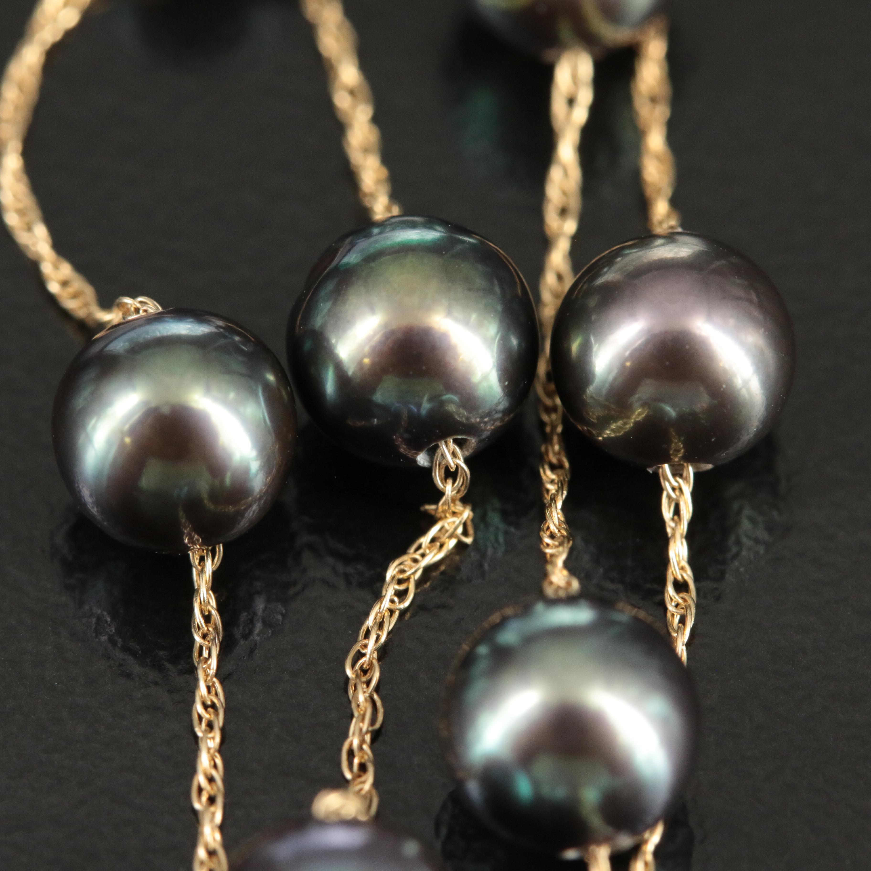 14K Pearl Station Necklace