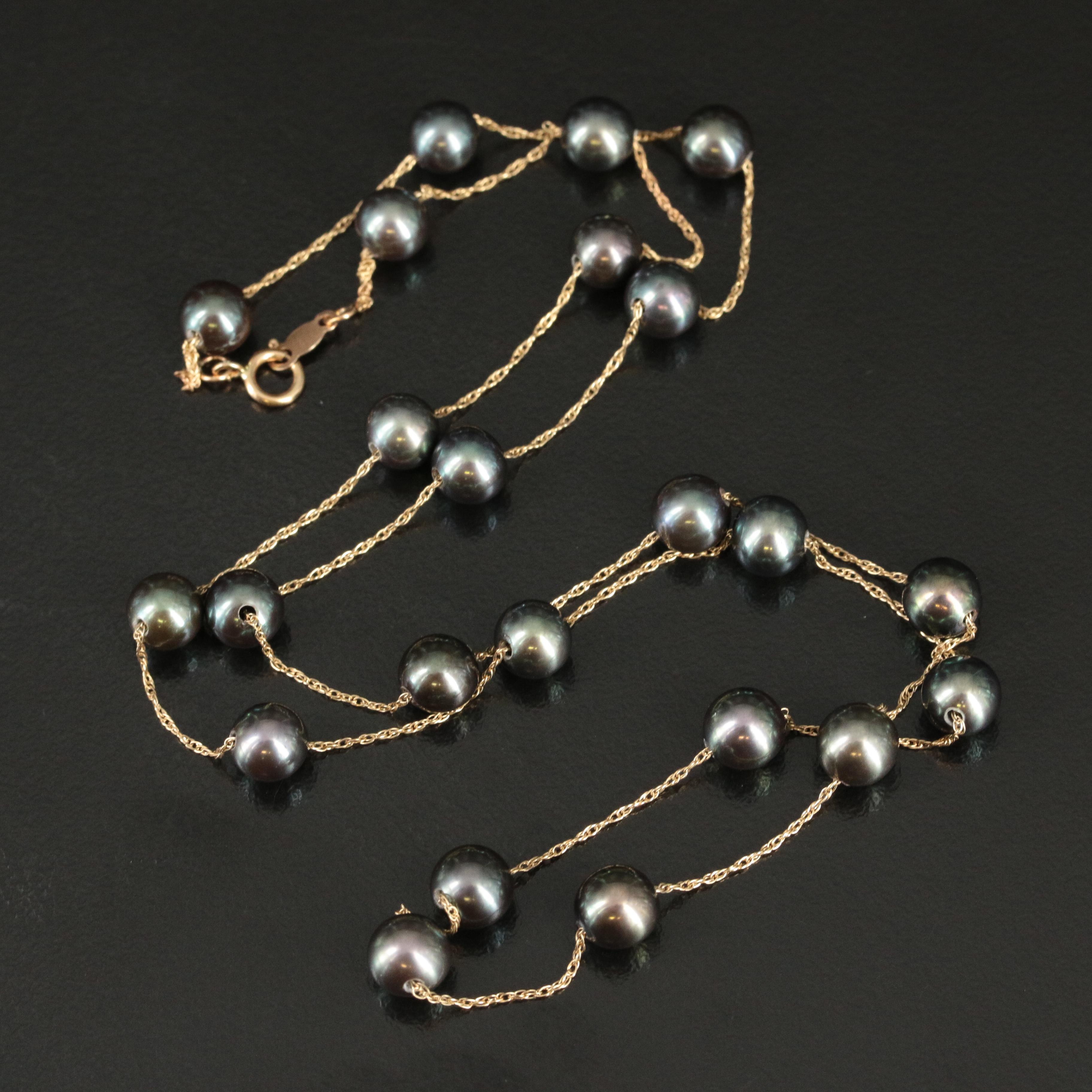 14K Pearl Station Necklace